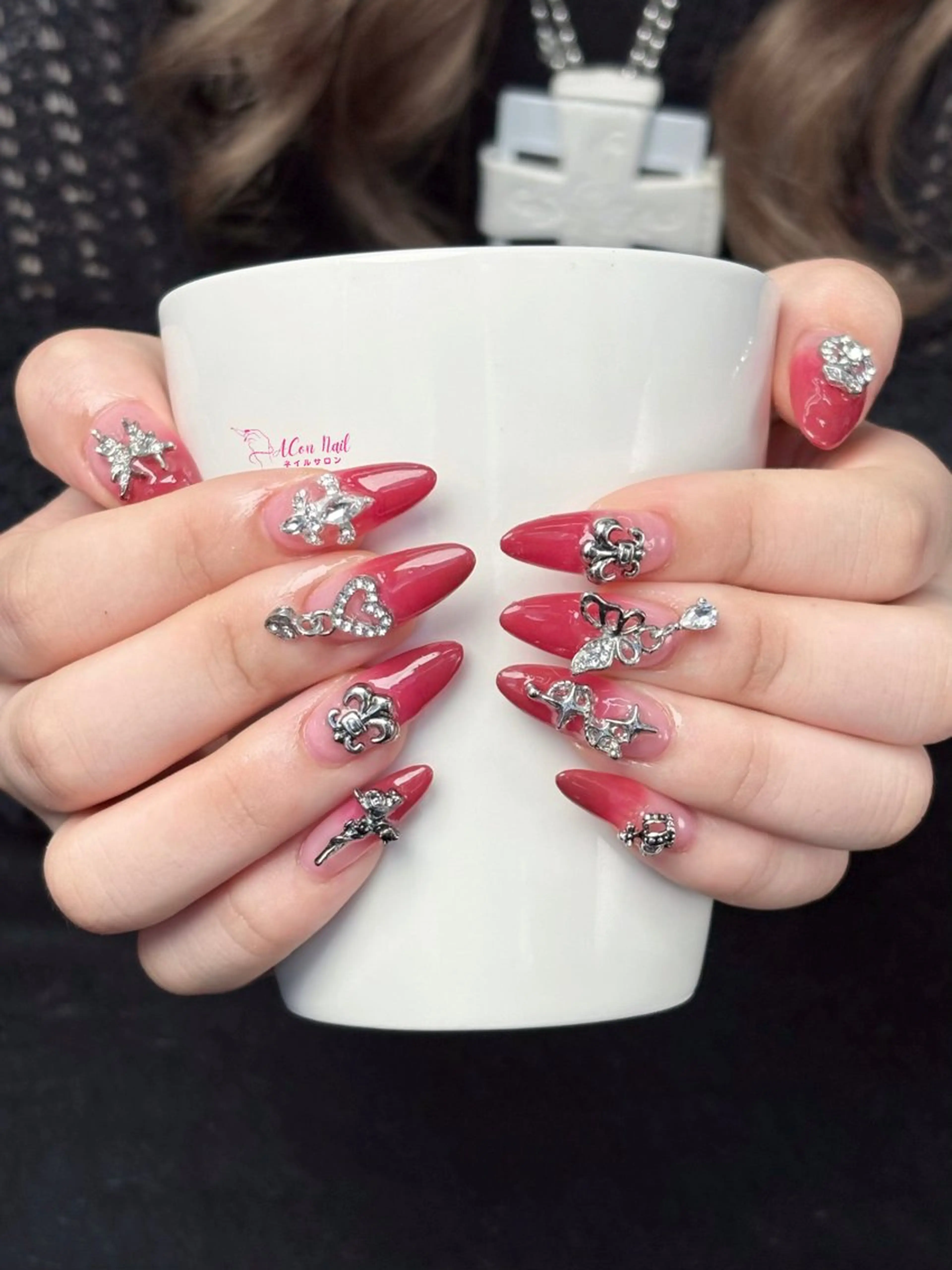 ネイル 桜ネイル 長さ出し フラワーネイル フレンチネイル ジェルネイル ハンドネイル AConNailSalon所属・ACon NailSalonのネイルデザイン