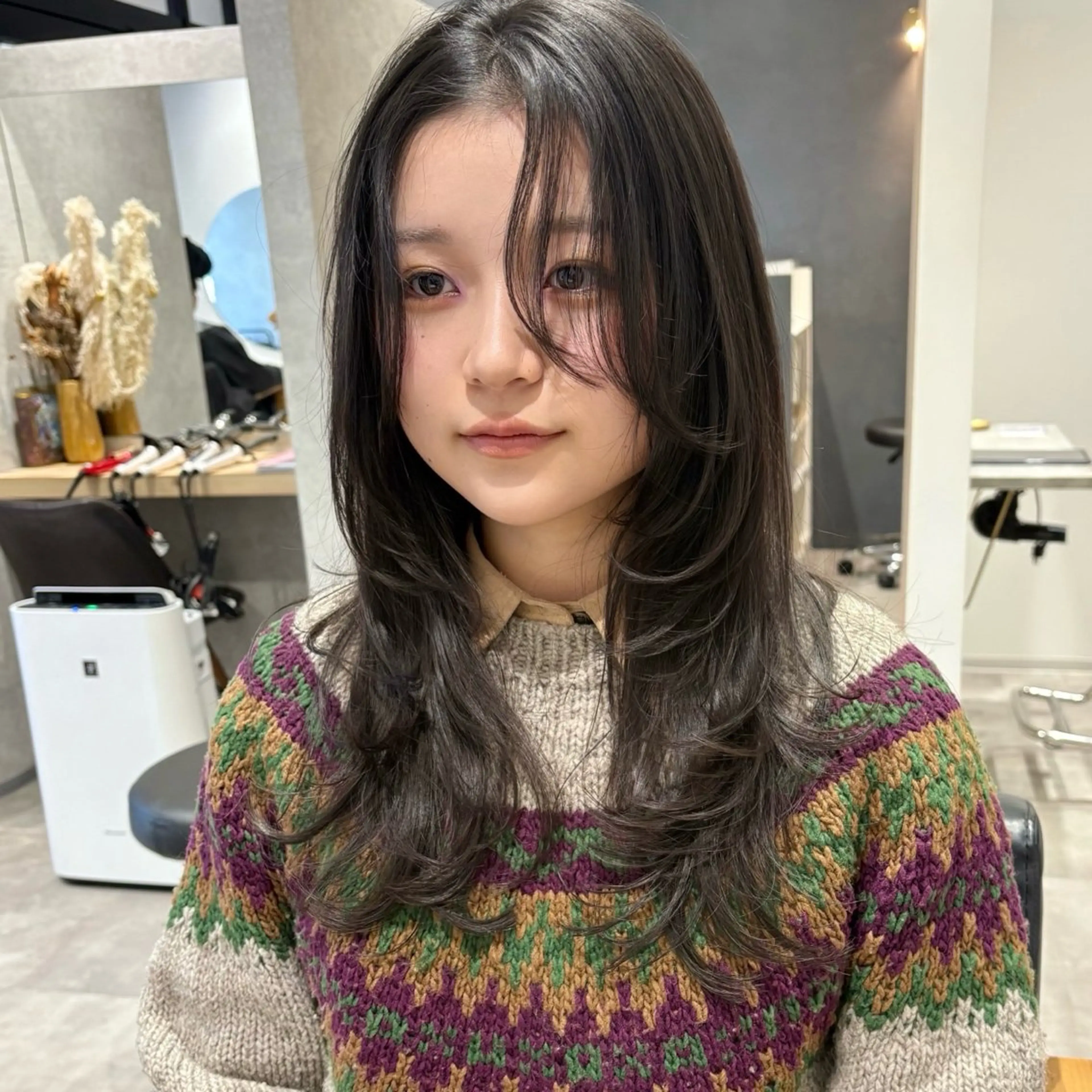 ロング カラー カット ヘアカラー トリートメント 🍊暖色×顔周り 🍊cocoroのヘアスタイル