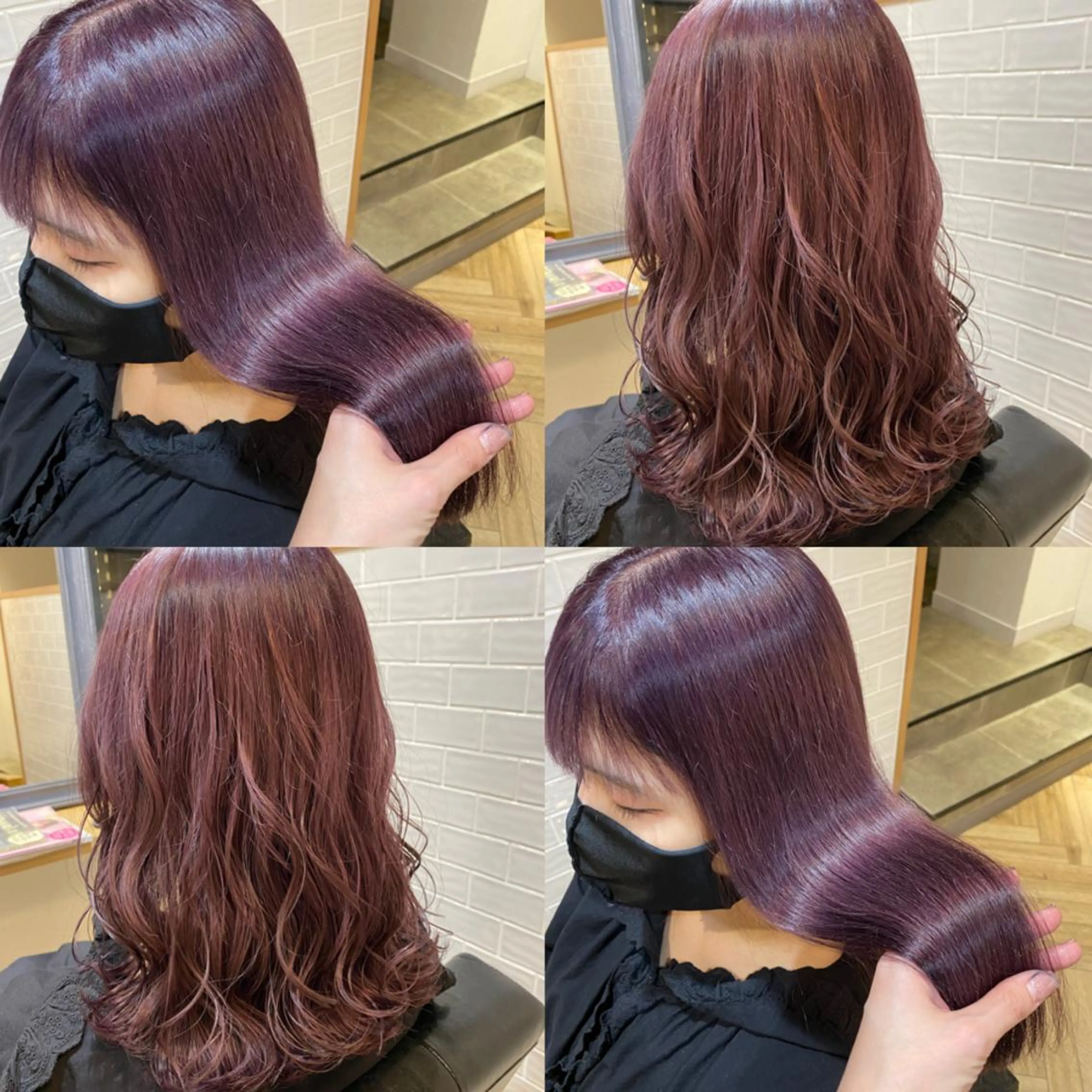 セミロング カラー ブリーチ カシス 艶カラー/韓国顔周り 🎀mamiのヘアスタイル