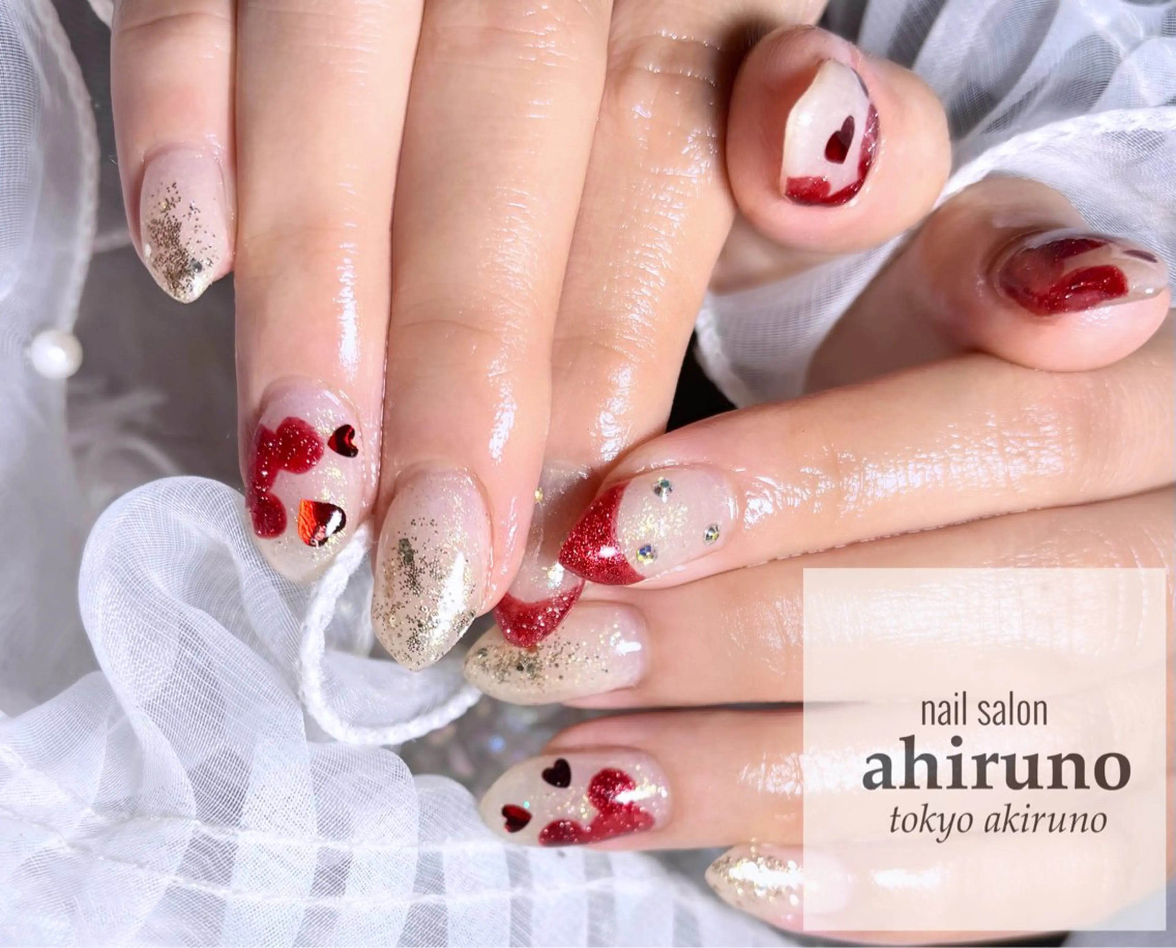 ネイル フレンチネイル 赤色 ハンドネイル ａｈｉｒｕｎｏ ✿ ｙｕiのネイルデザイン