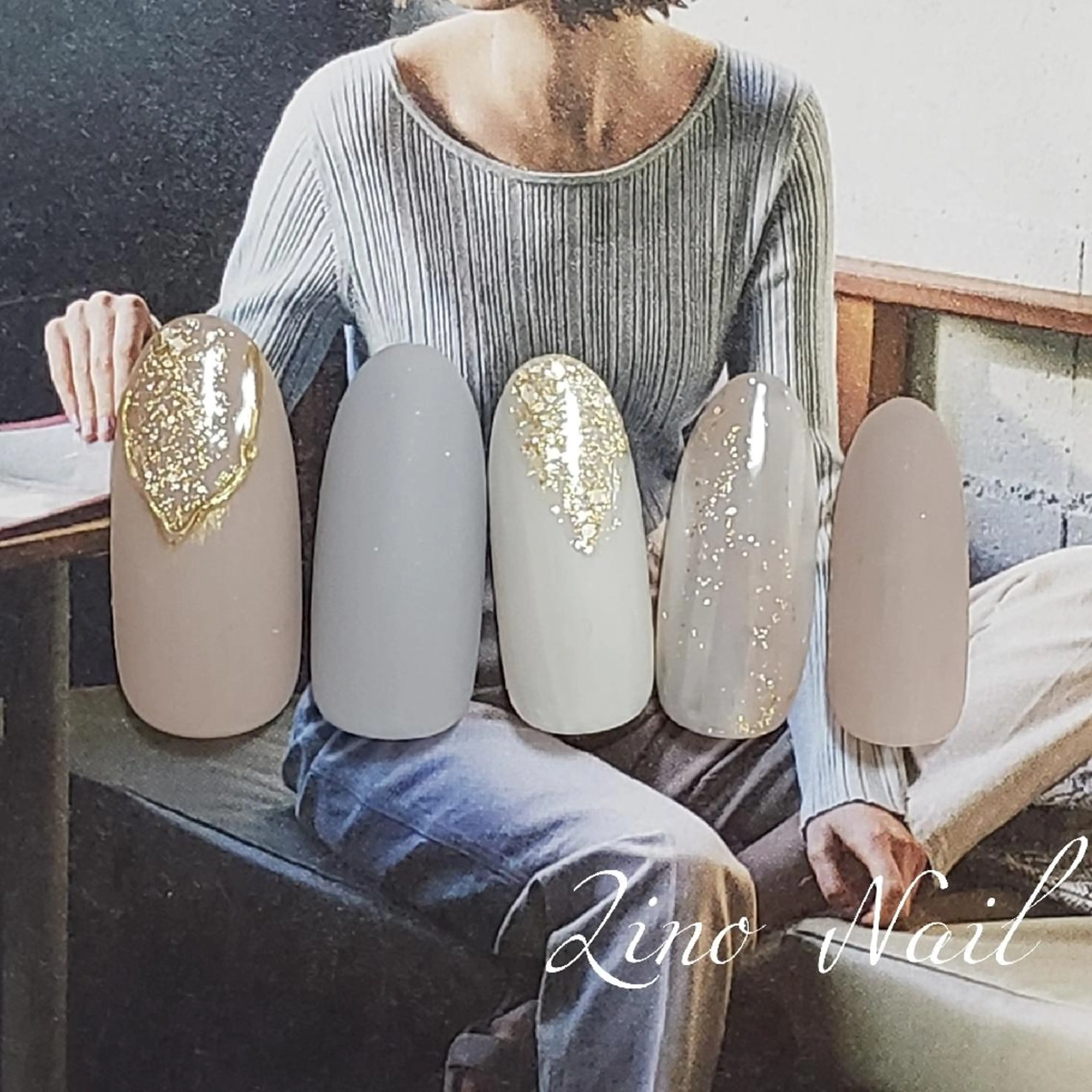 ネイル ブルー カジュアル ジェルネイル キラキラネイル ラメ(グリッター) ハンドネイル Lino Nailのネイルデザイン