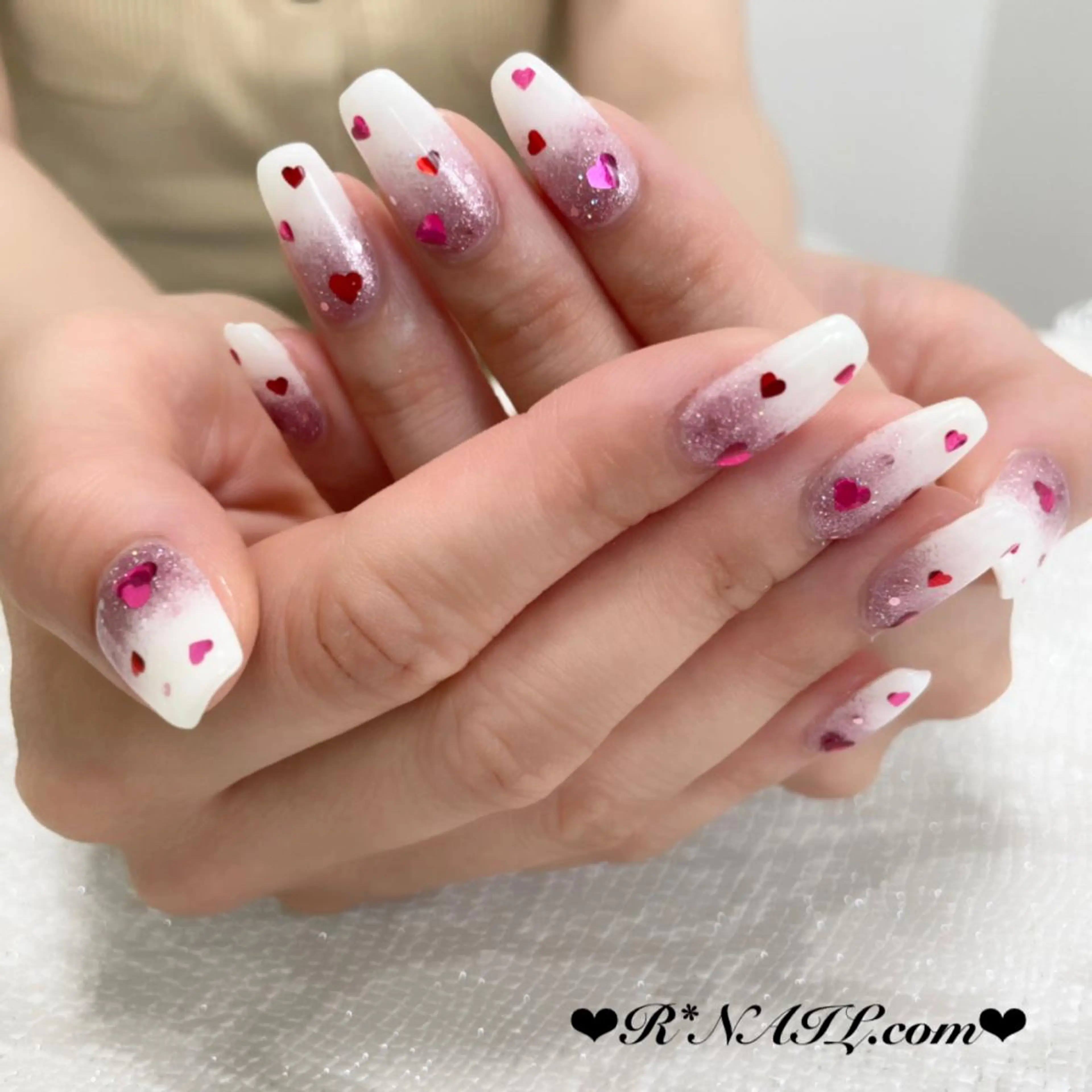 ネイル ハート ピンク ハンドネイル R*NAIL .comのネイルデザイン