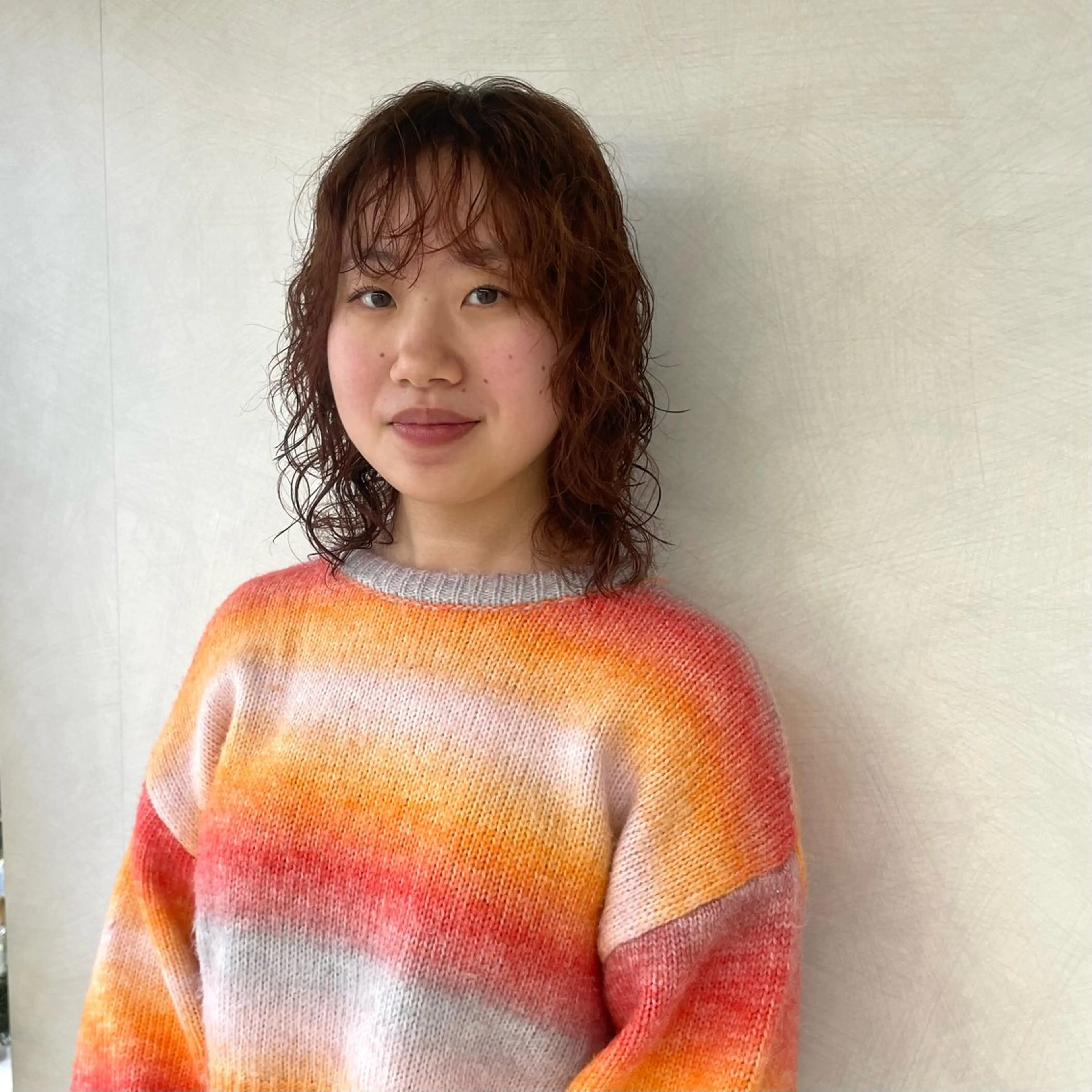 ミディアム パーマ 韓国/透明感カラー さなのヘアスタイル