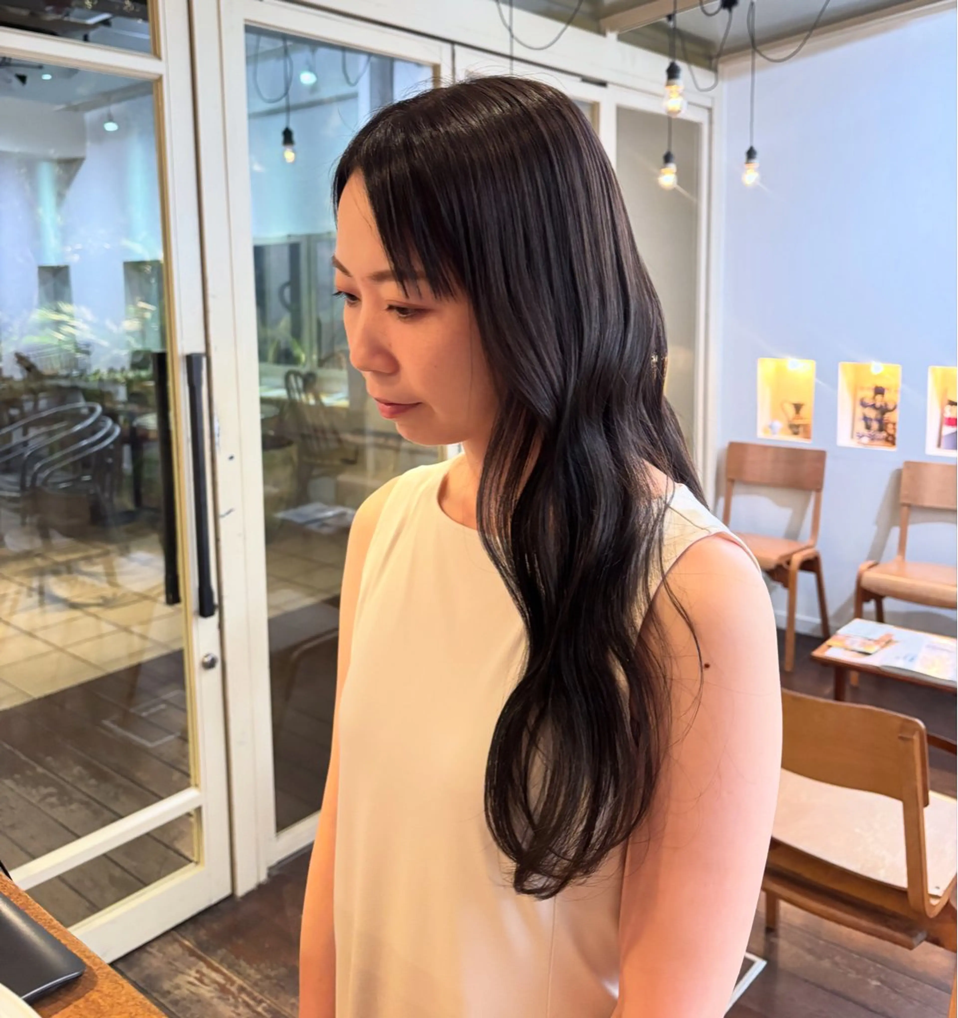 ロング カラー カット ヘアカラー くいた あやなのヘアスタイル