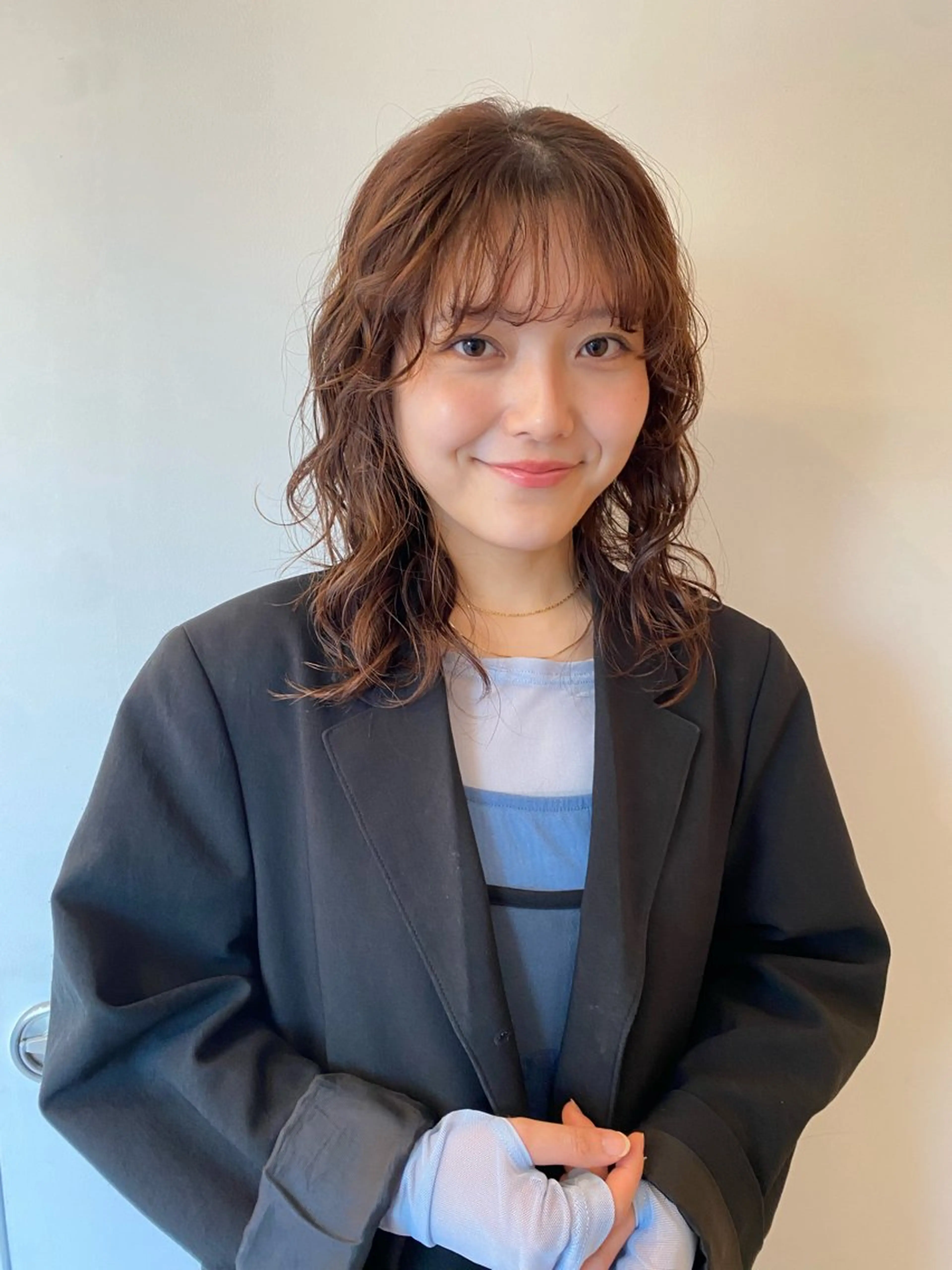 ミディアム パーマ カット パーマ Tomoka🐶🌟 似合わせカット✂︎のヘアスタイル