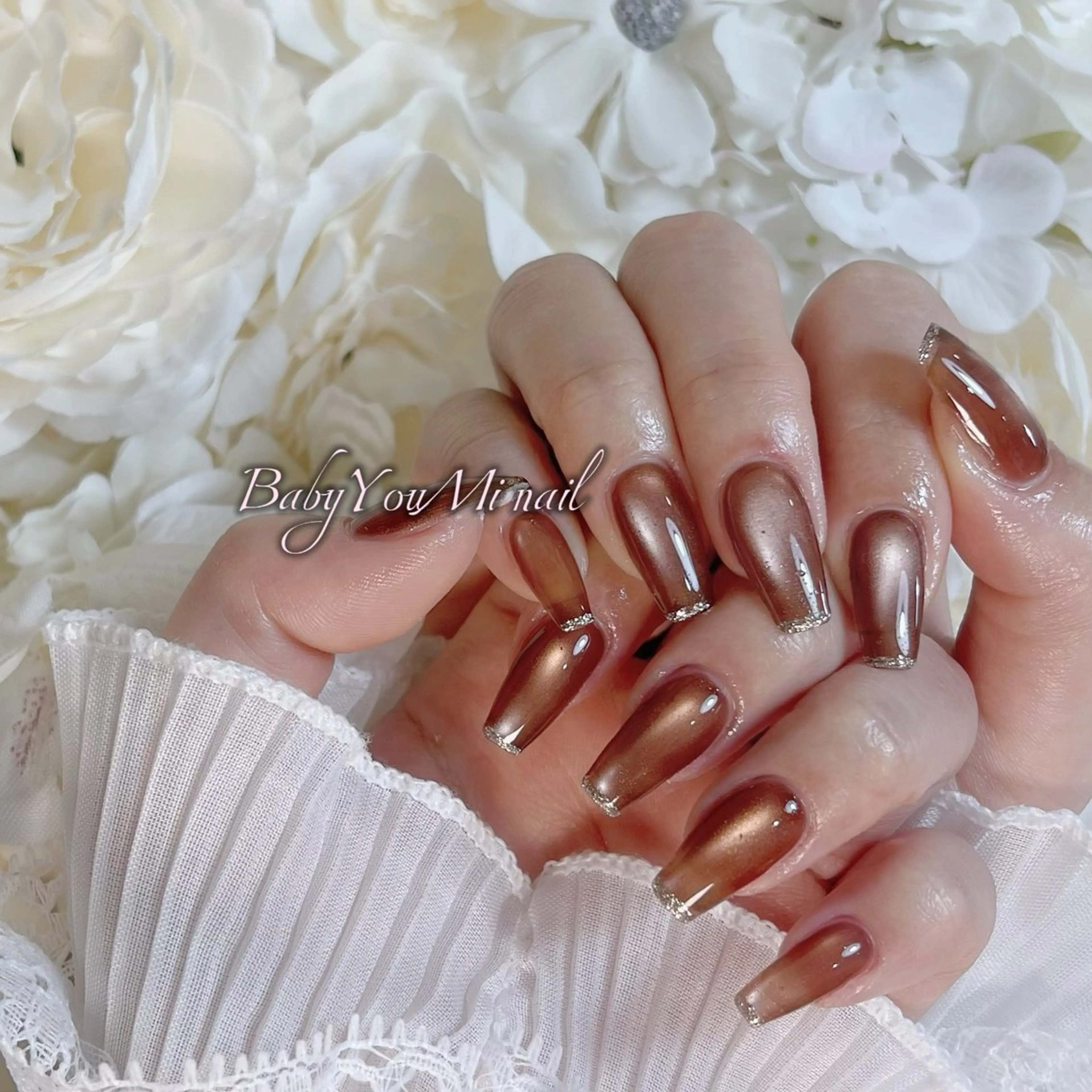 ネイル オーロラネイル 成人式 フットネイル フレンチネイル ジェルネイル ハンドネイル Oomiya 服部のネイルデザイン