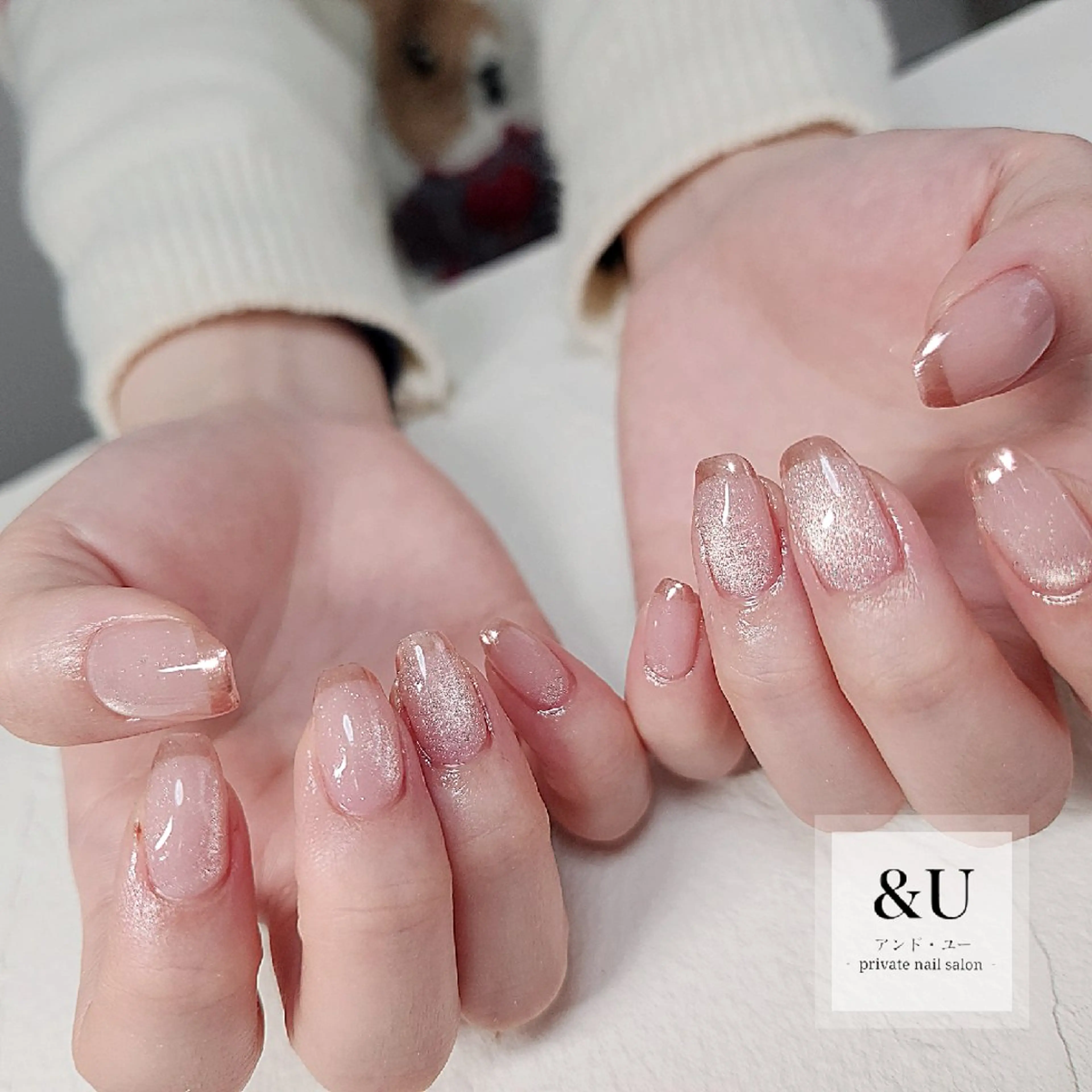 ネイル ミラーネイル ピンク ハンドネイル ＆Ｕ (アンド・ユー)のネイルデザイン