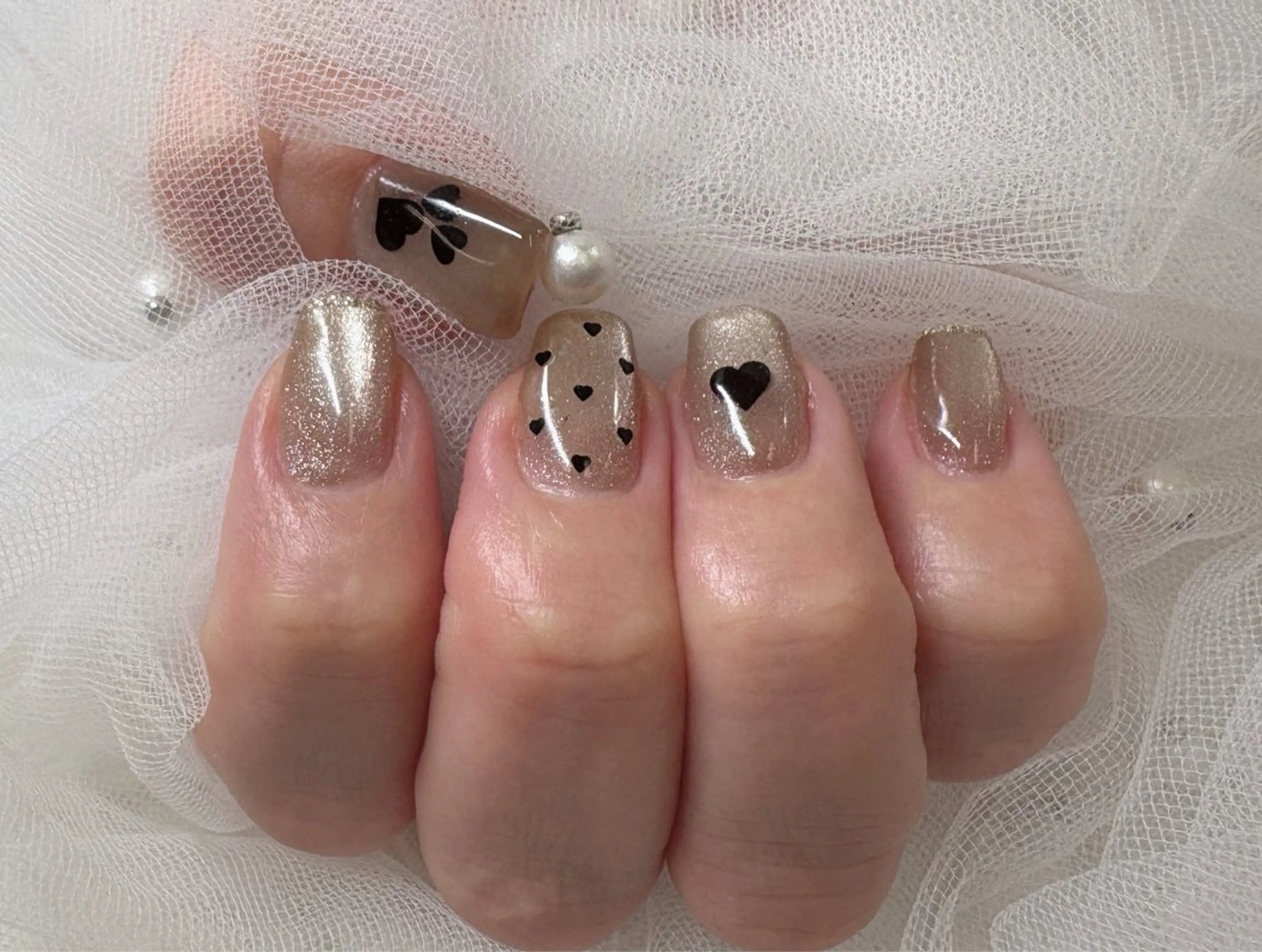 ネイル ハート マグネットネイル cerezo ショートネイル専門店のネイルデザイン