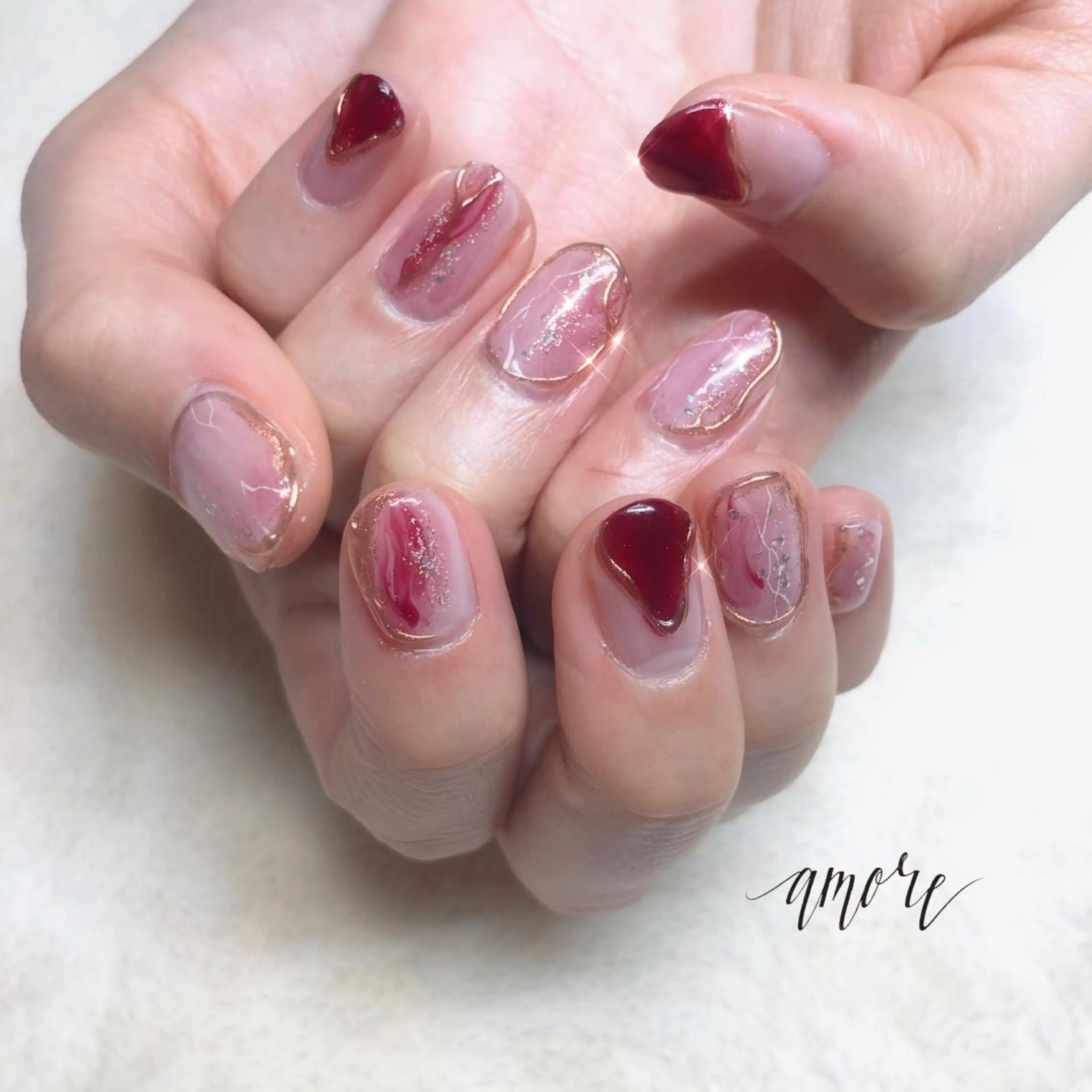 ネイル アートネイル ジェルネイル 大理石ネイル(マーブル) ミラーネイル ニュアンスネイル You kyehwaのネイルデザイン