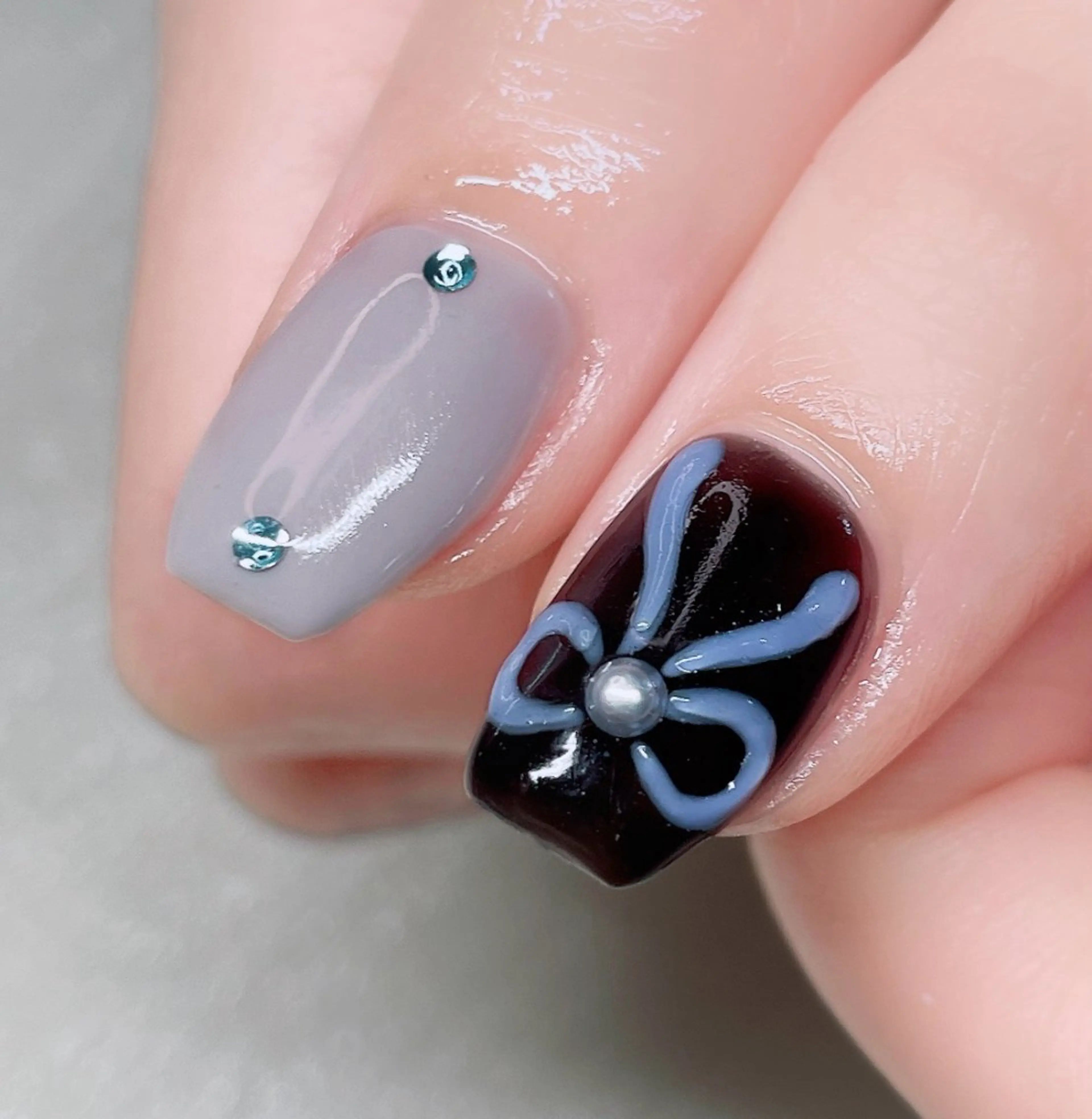 ネイル 長さ出し ストーンネイル ハンドネイル Nailist SUZU所属・Nailist suzuのネイルデザイン