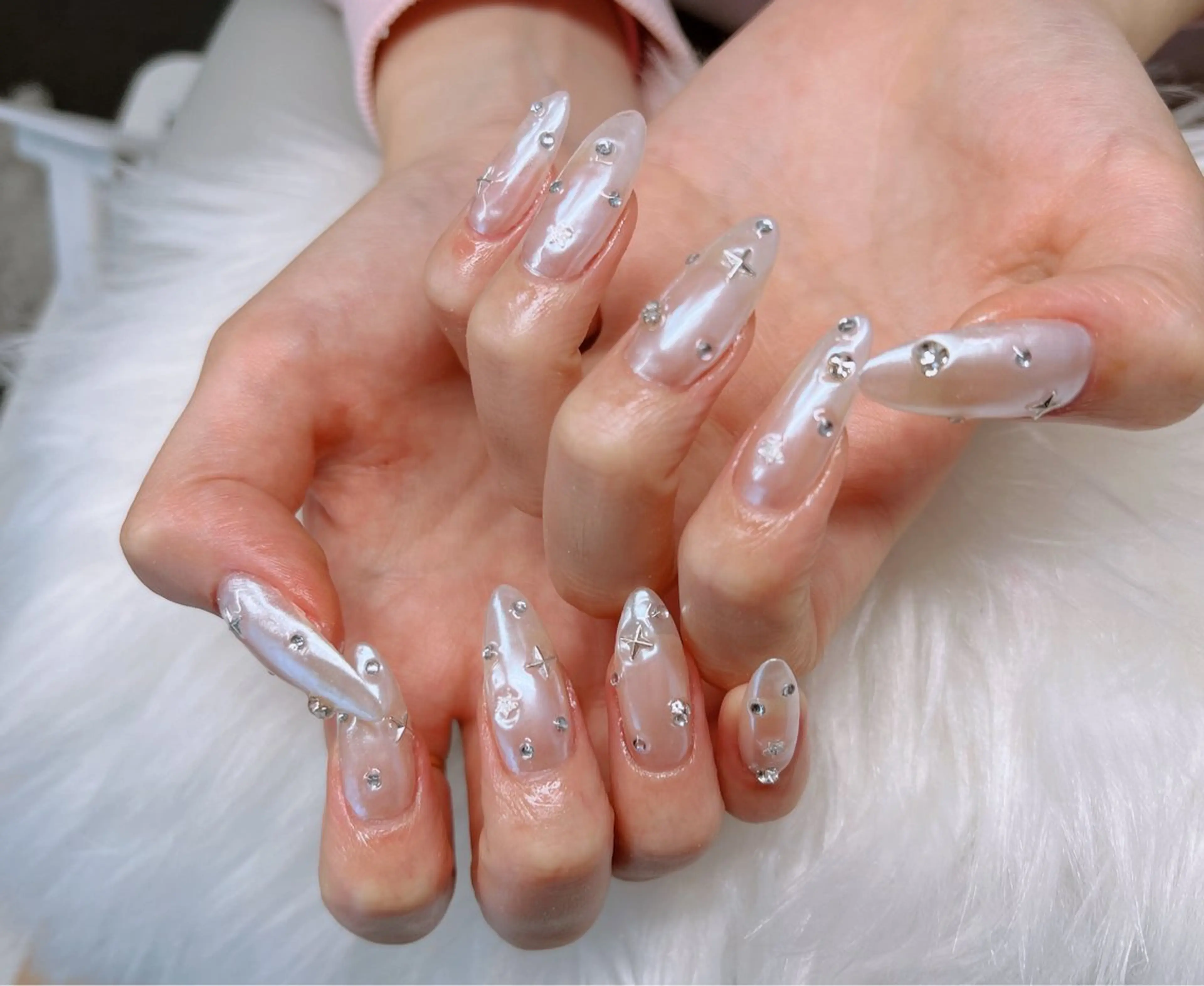 💅自爪＋ミラーネイル　(ベースフィルイン)の写真