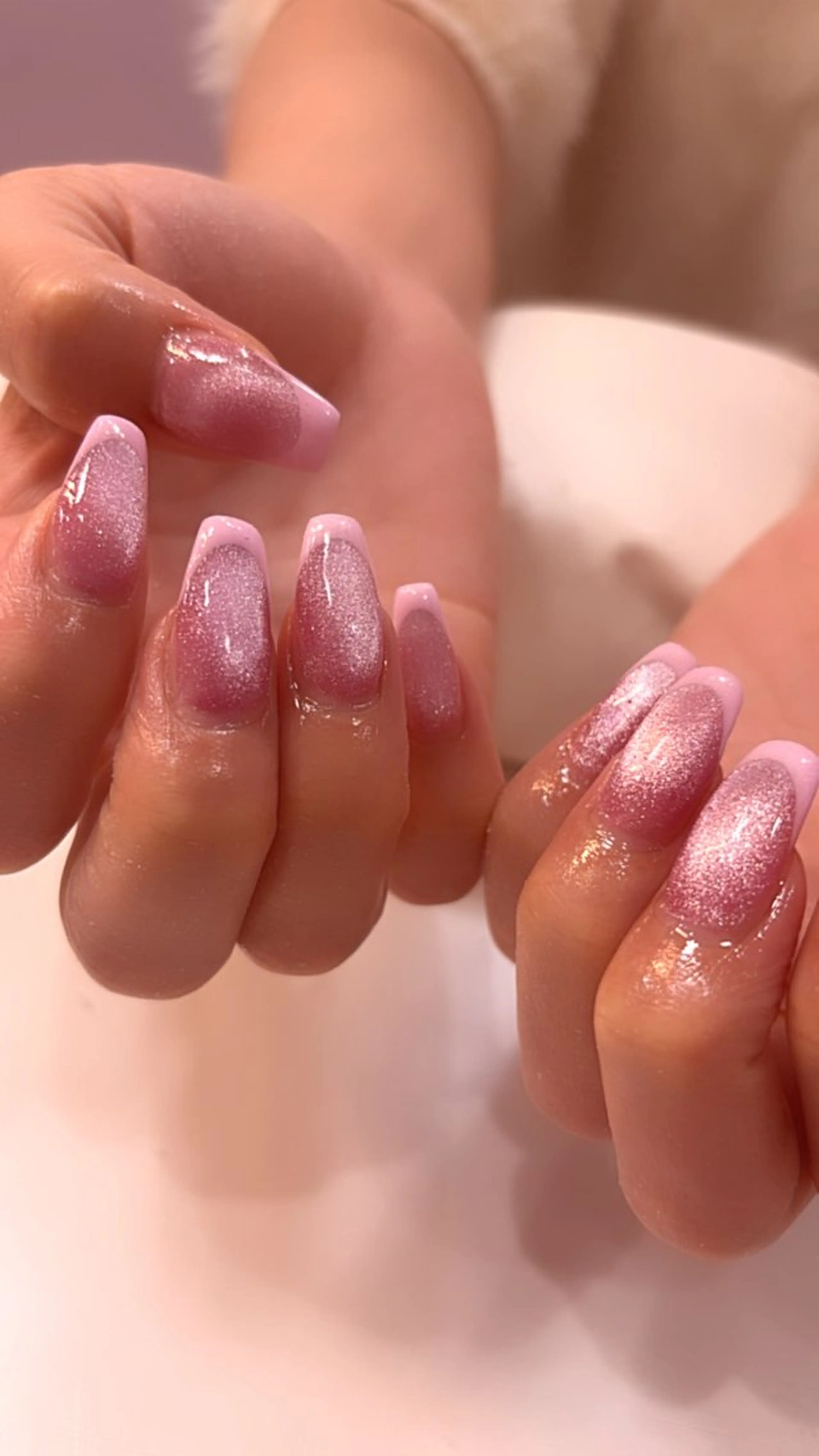 ネイル フレンチネイル マグネットネイル ピンク ハンドネイル wooone所属・鶴橋wooone nail.rieのネイルデザイン