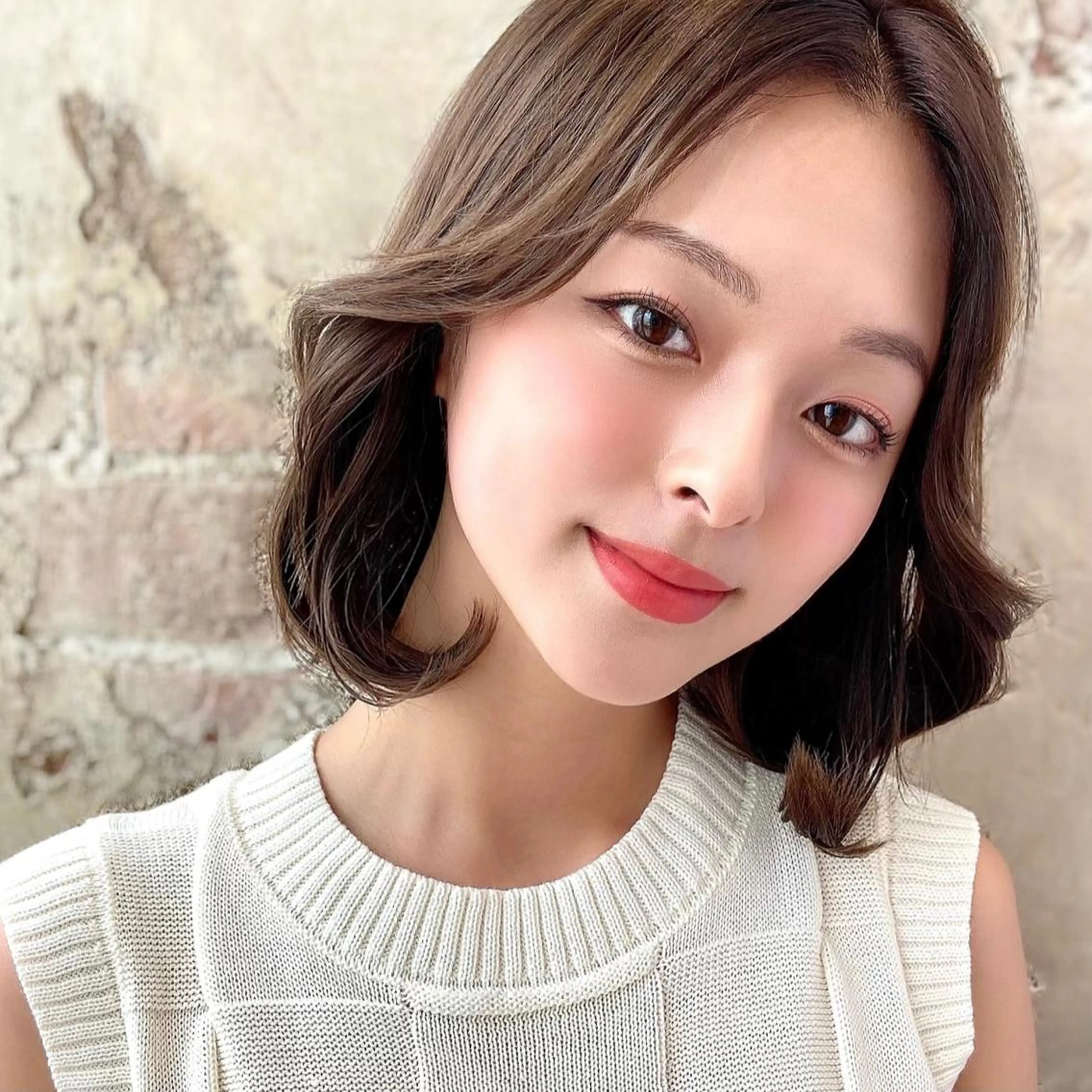 ミディアム パーマ ヘアアレンジ ボブ 顔周りカット 韓国風ヘア 似合わせカット 小顔カット Surpass所属・🌈小顔似合わせ SHIHO🌈のヘアスタイル