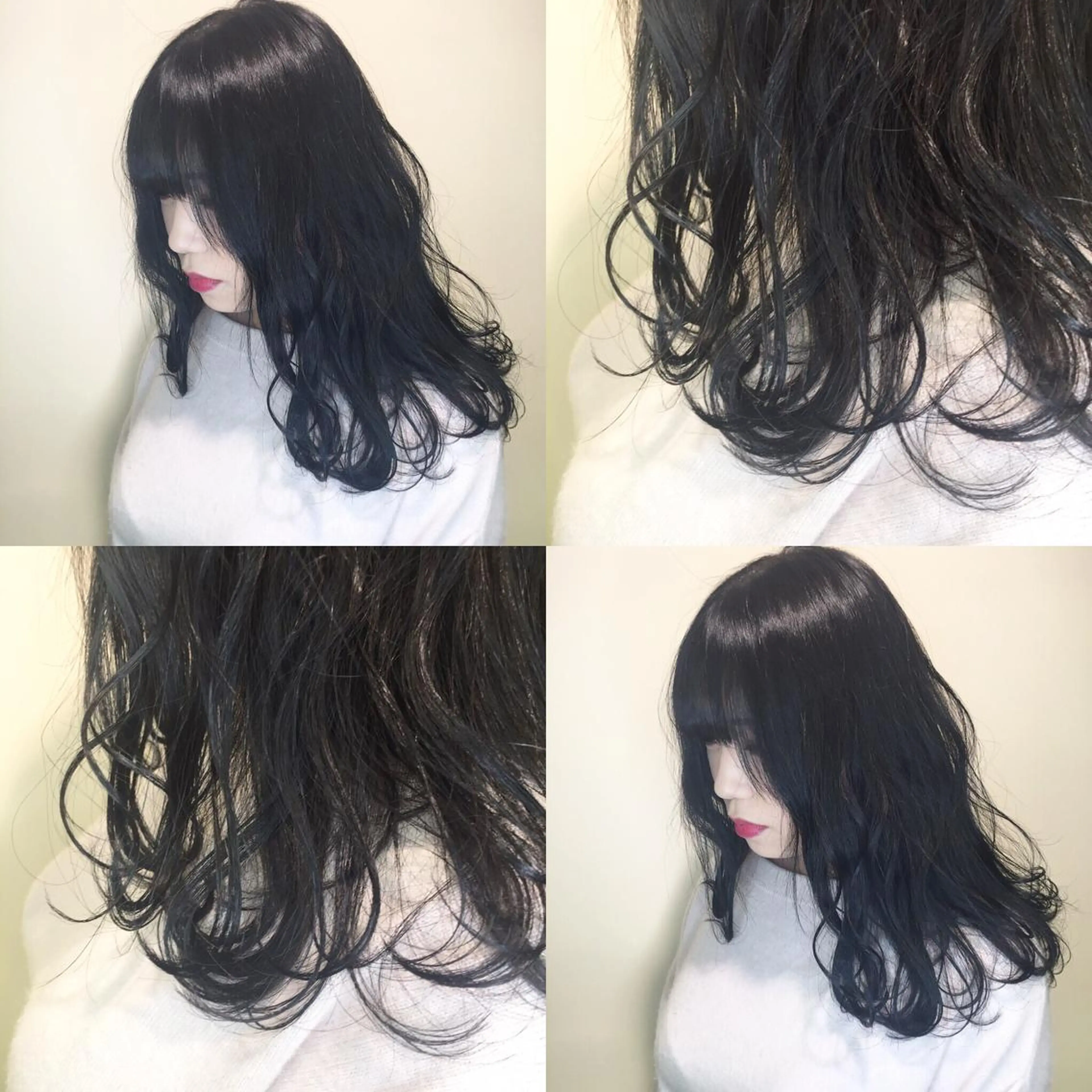 ロング カラー 黒髪 ブルーカラー ブルーブラック カット ヘアカラー トリートメント 🌻Insta指名 NO.1🌻Shoのヘアスタイル