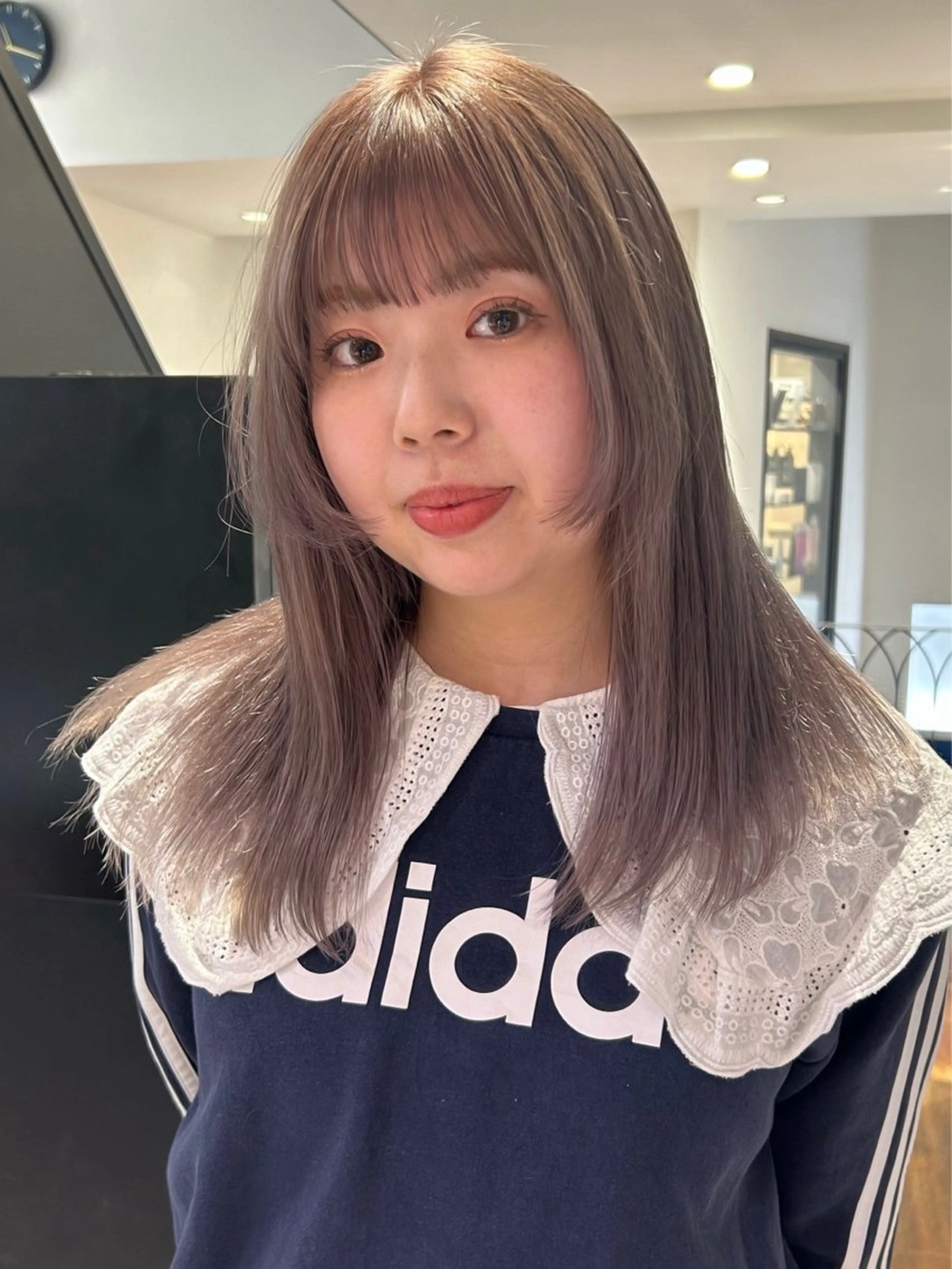 ミディアム カラー パーマ ヘアアレンジ カット レイヤー/透明感/ ブリーチなし/わかなのヘアスタイル