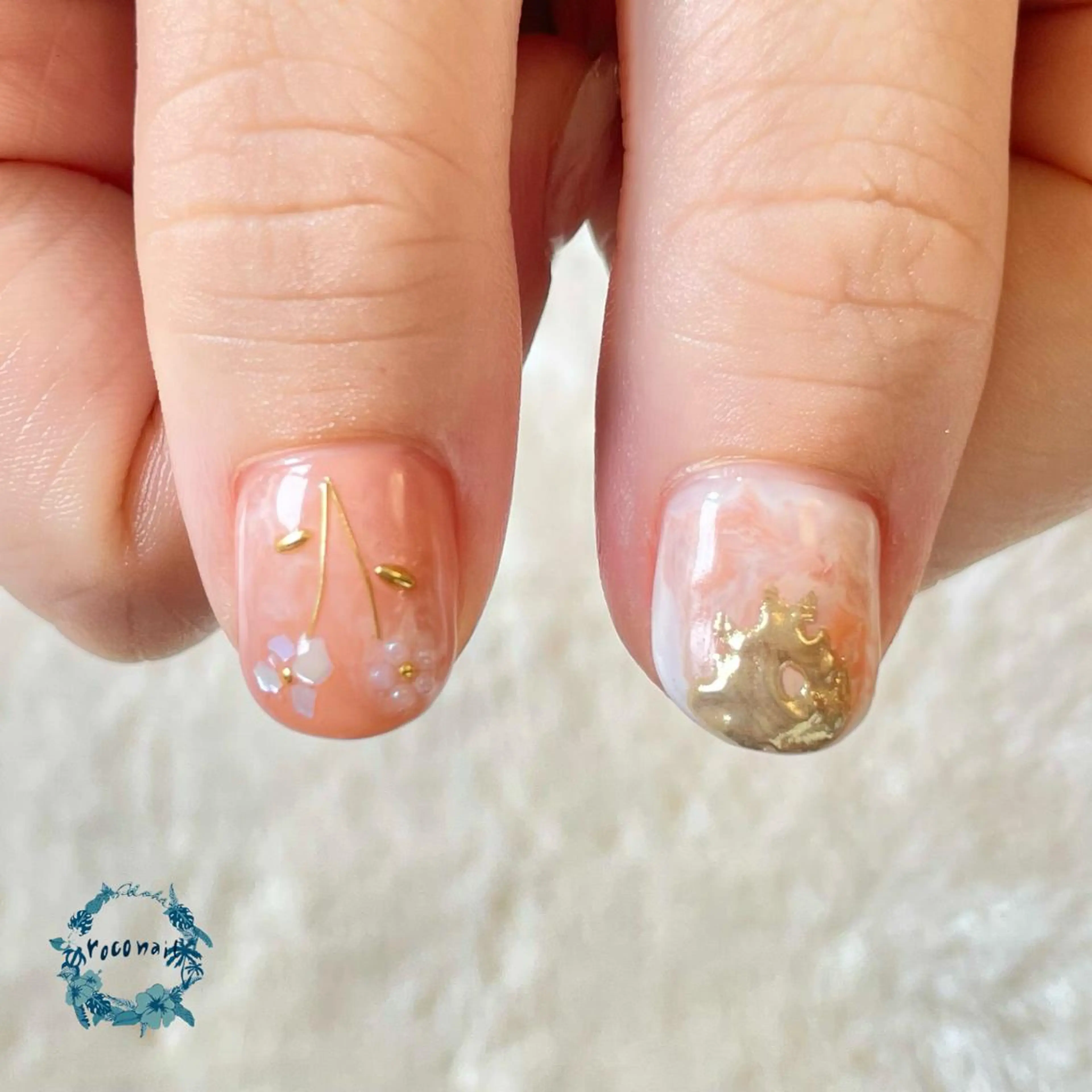 ネイル フラワーネイル ニュアンスネイル ハンドネイル roconail ヒロコのネイルデザイン