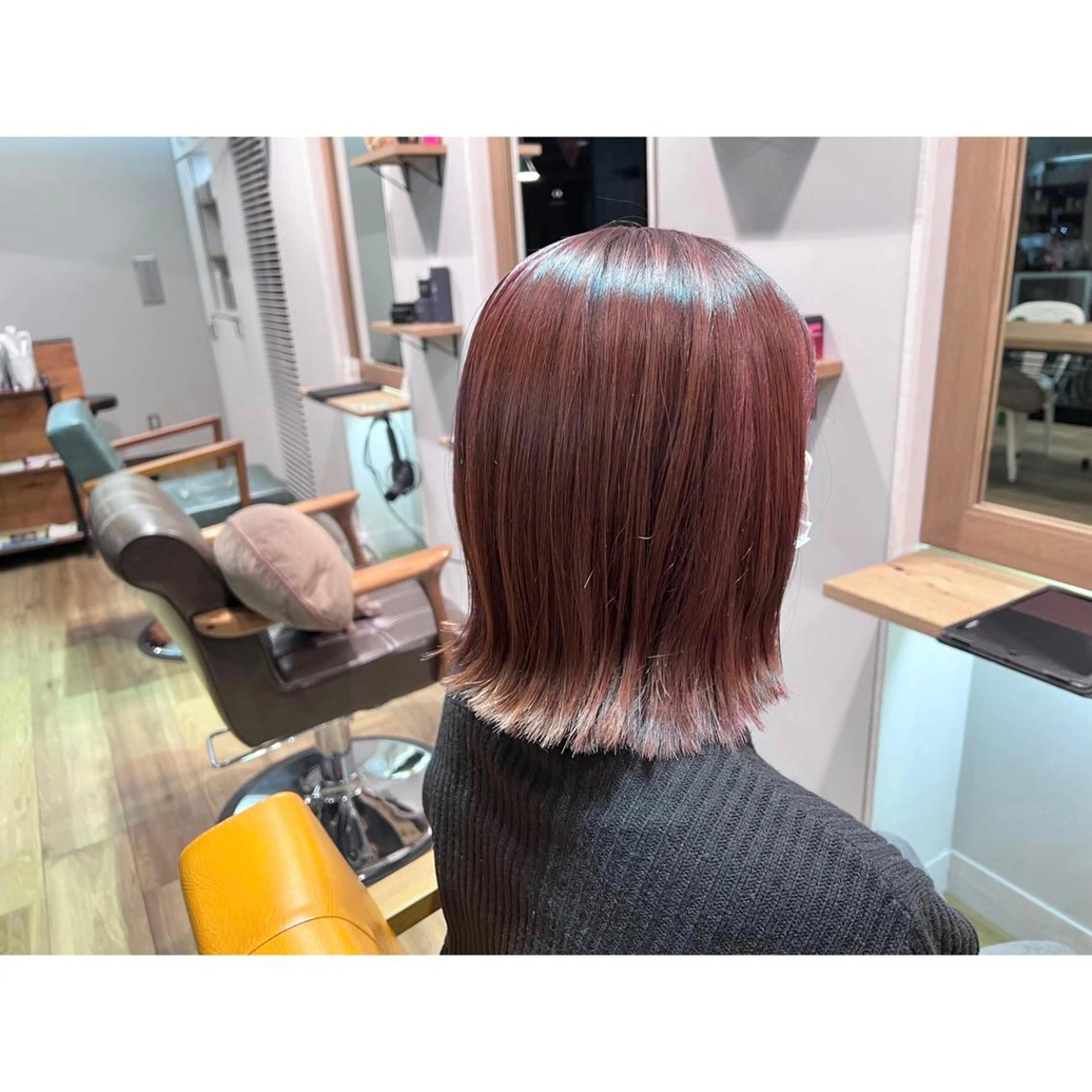 セミロング カラー ピンクカラー カット ヘアカラー トリートメント ツキダテ ユイのヘアスタイル