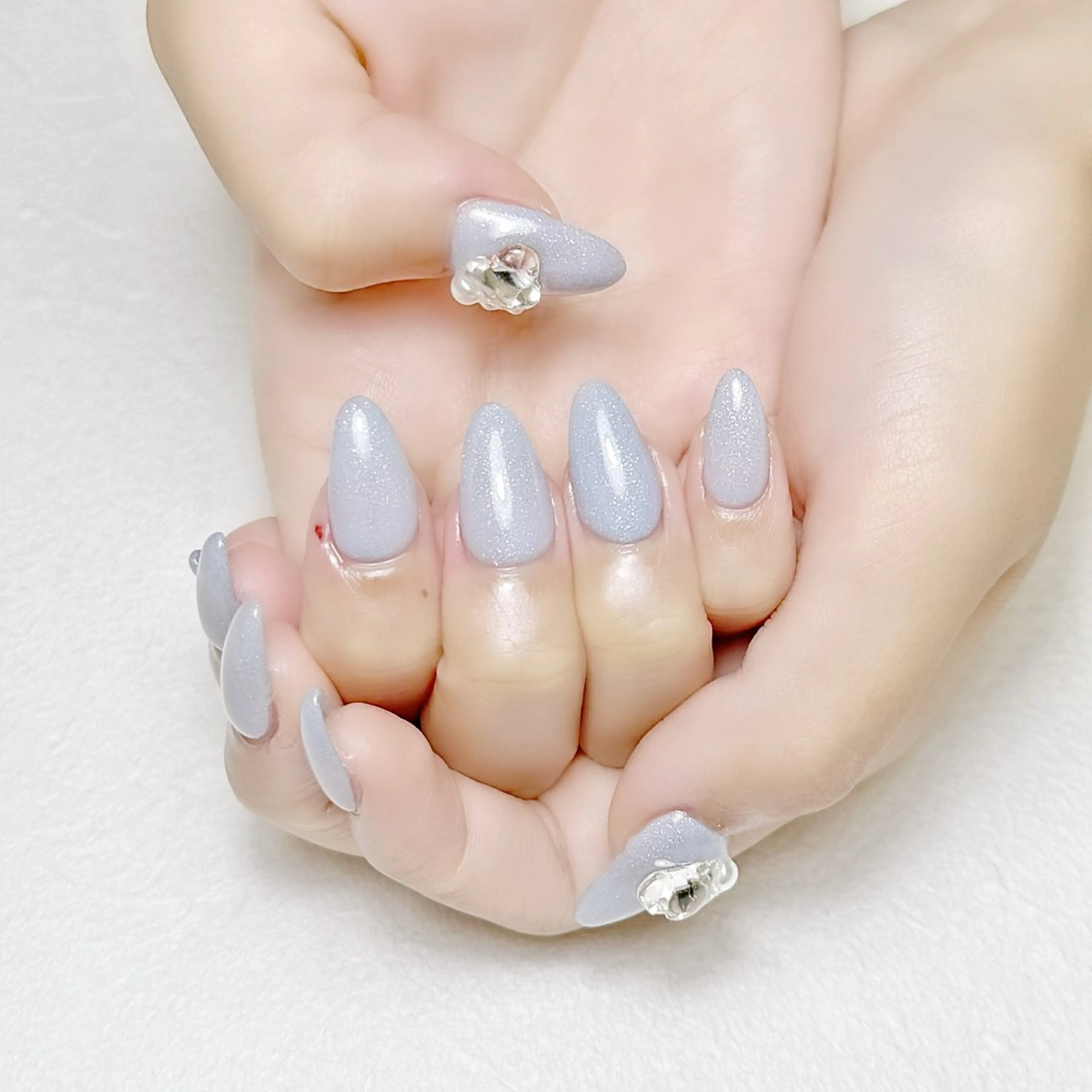 ネイル ブルー ハート ラメ(グリッター) オフィスネイル rouse nail RISATOのネイルデザイン