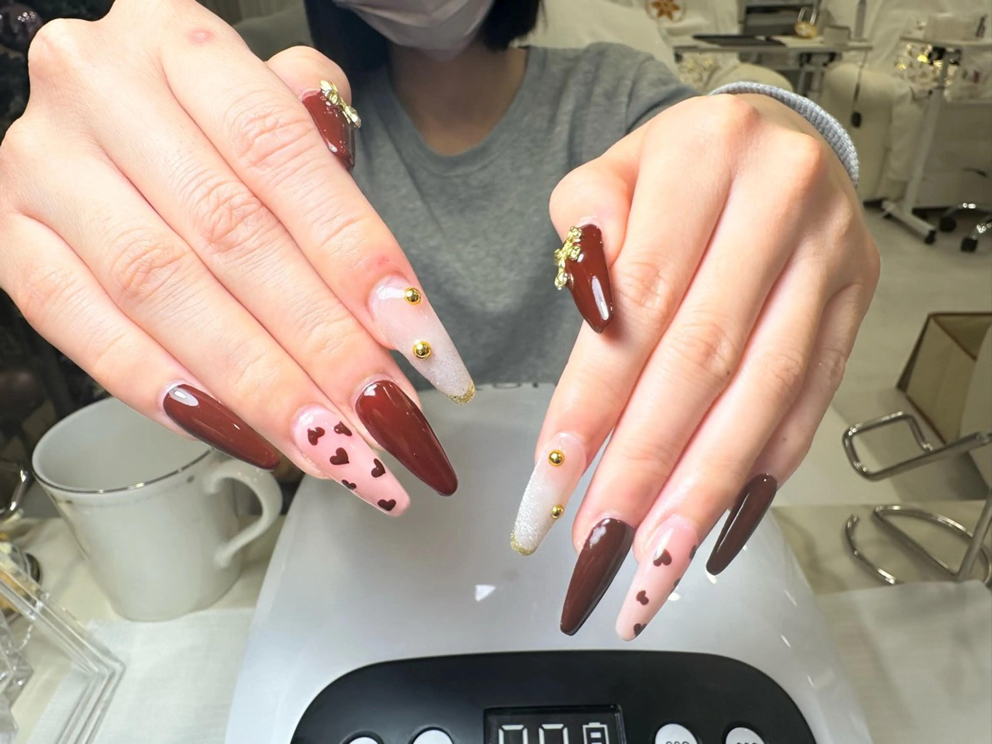 ネイル 長さ出し フレンチネイル ハート マグネットネイル ハンドネイル Rin Nailのネイルデザイン