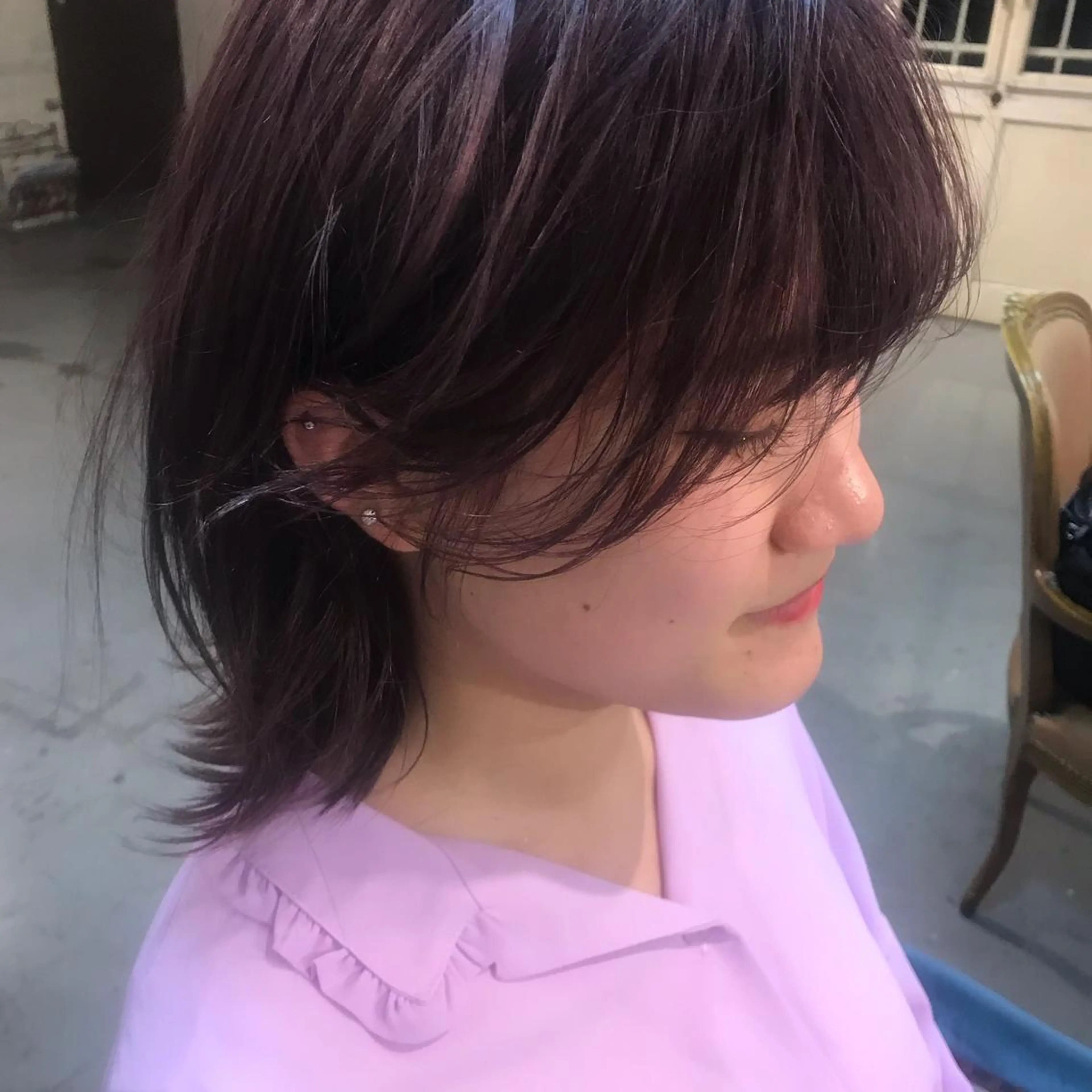 ミディアム カラー バイオレットカラー 泊 紗羅のヘアスタイル