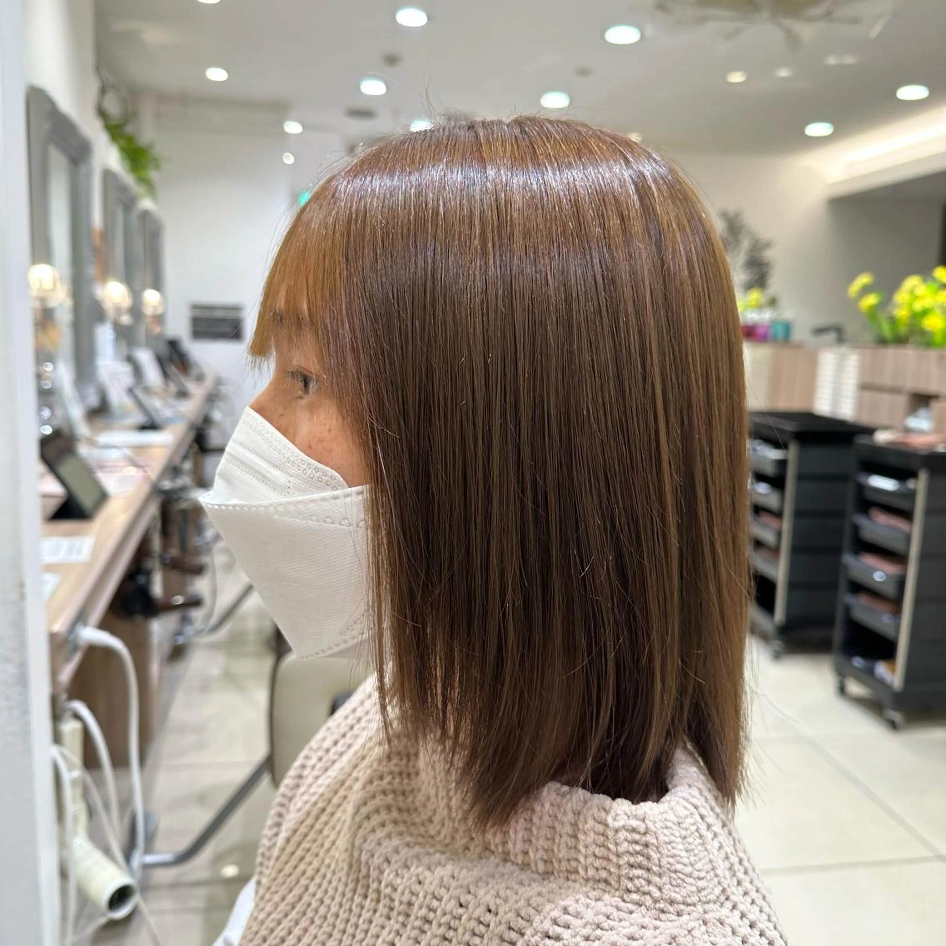 ミディアム 顔周りカット 縮毛矯正 Miyu🦄ash メンズカット/まつげのヘアスタイル