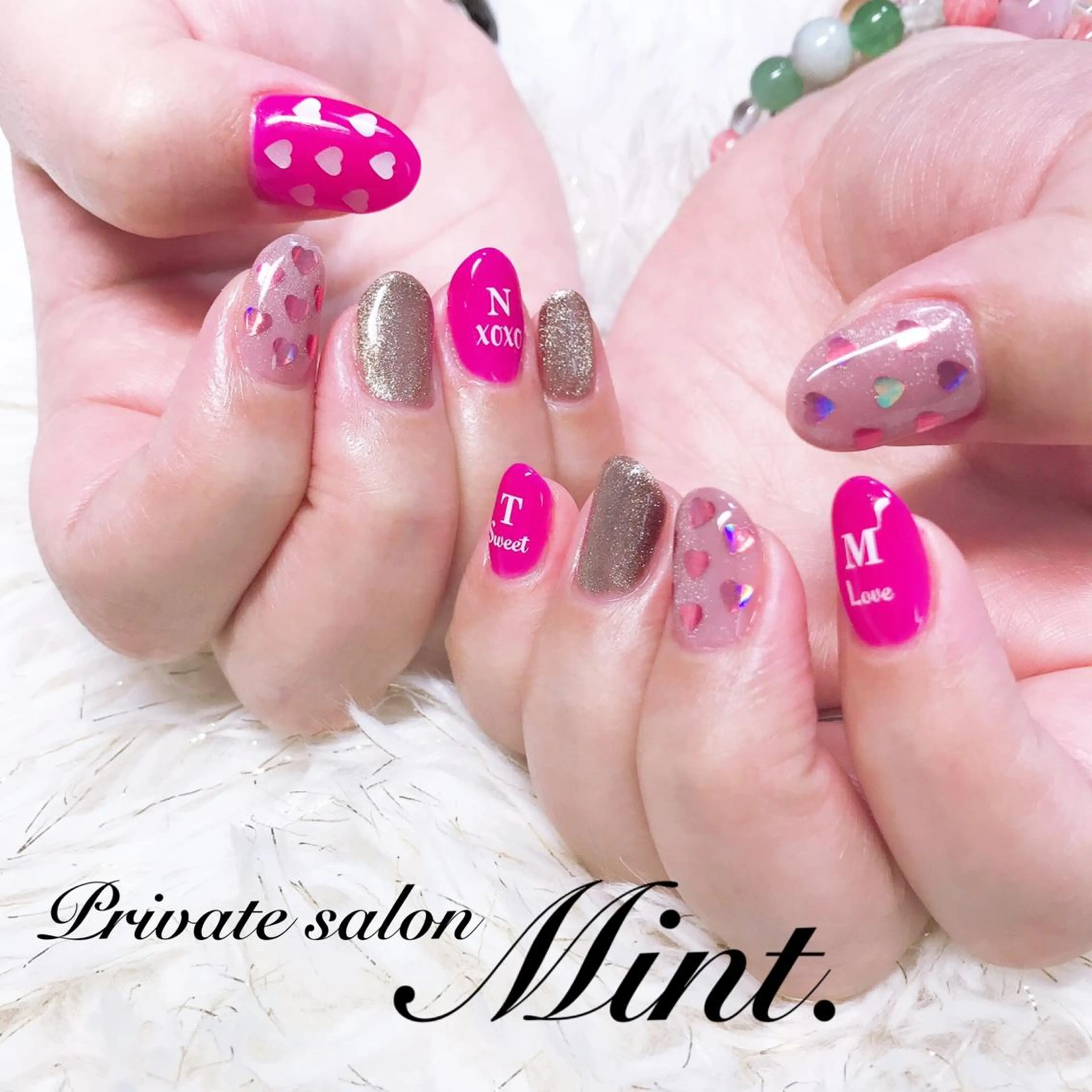 ショート ネイル ジェルネイル バレンタイン ハンドネイル Mint. nailのネイルデザイン