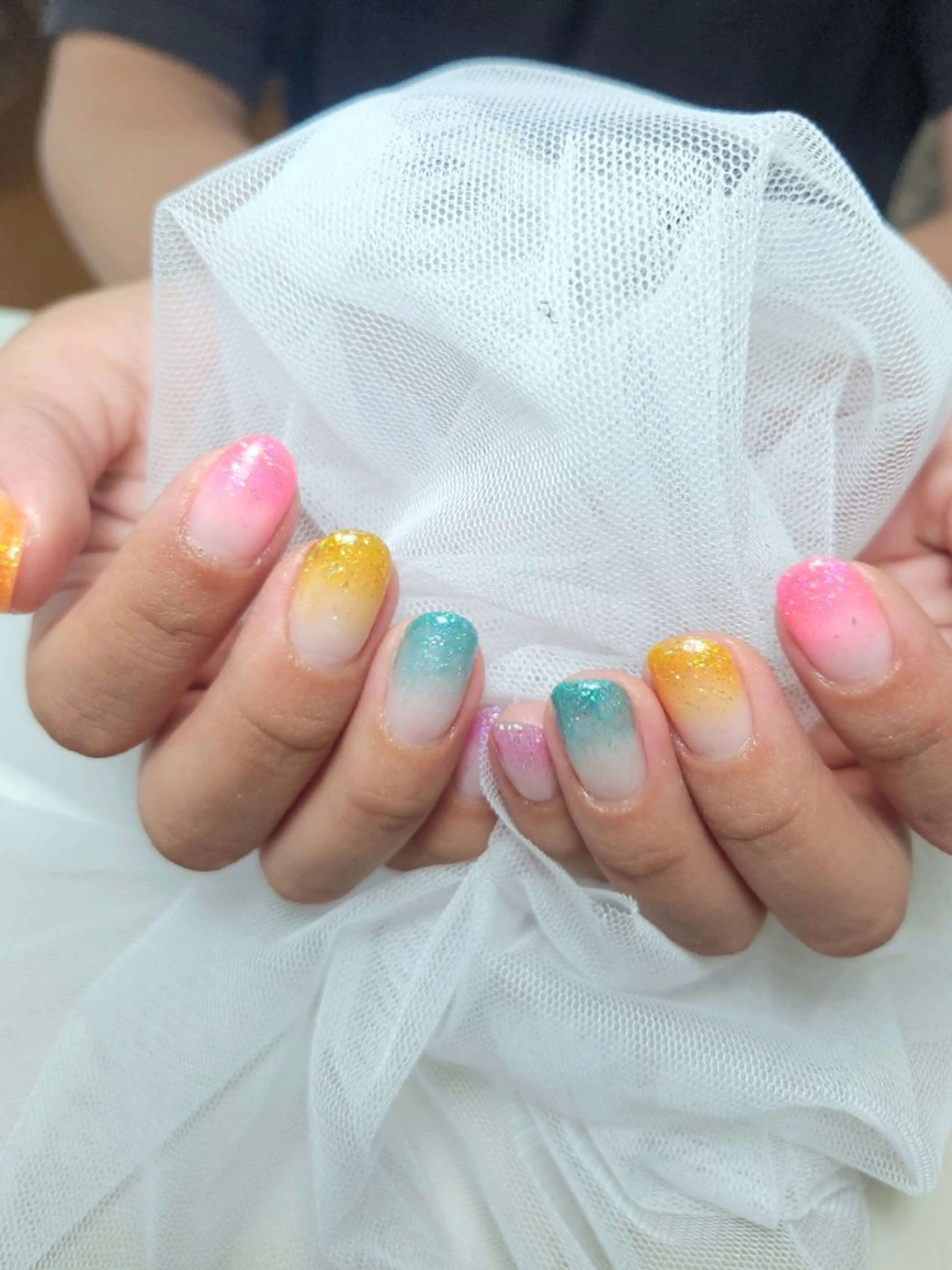 ネイル ブルー ジェルネイル グラデーション キラキラネイル 韓国ネイル Nailroom3  古屋明美のネイルデザイン
