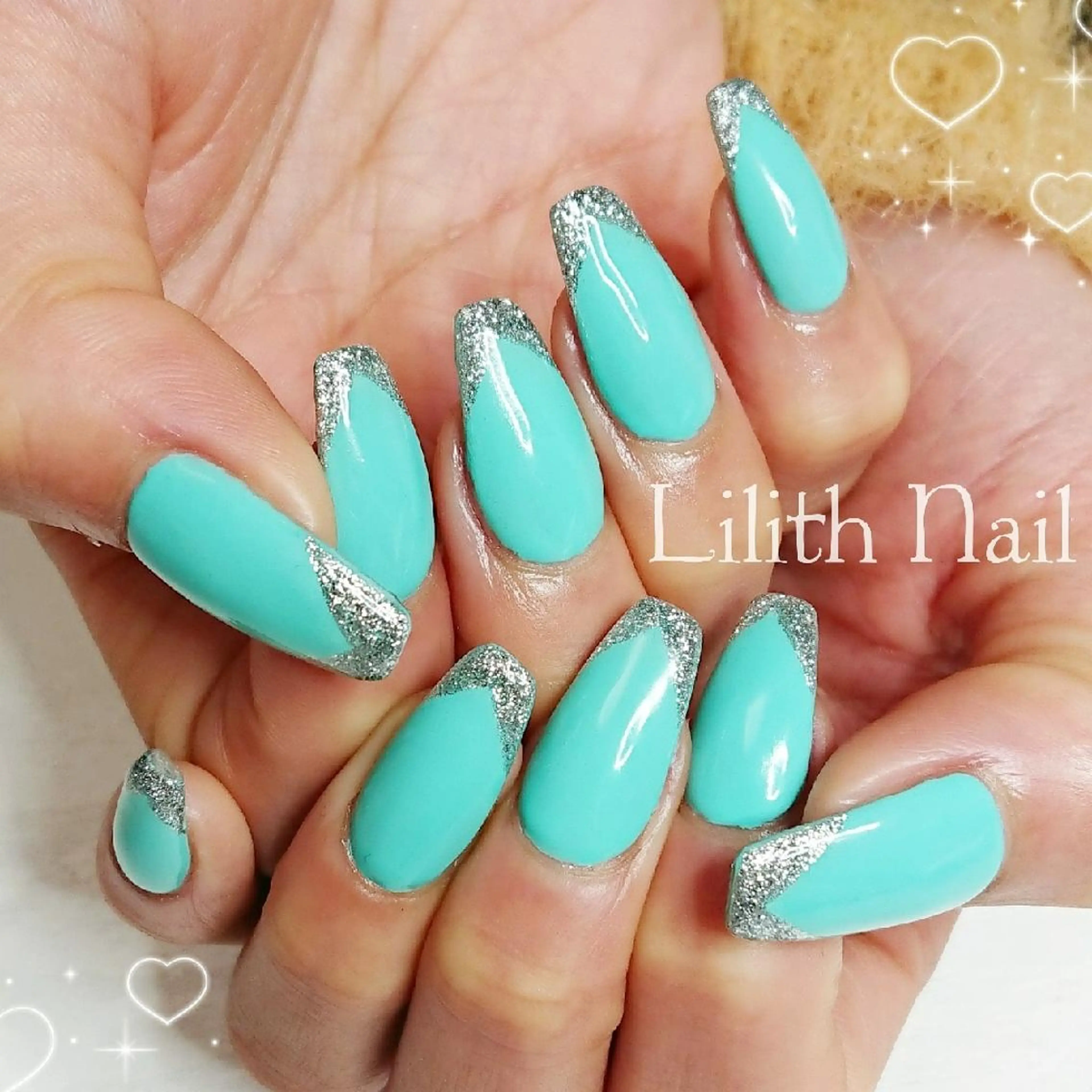 ネイル ブルー ハンドネイル Lilith Nailのネイルデザイン