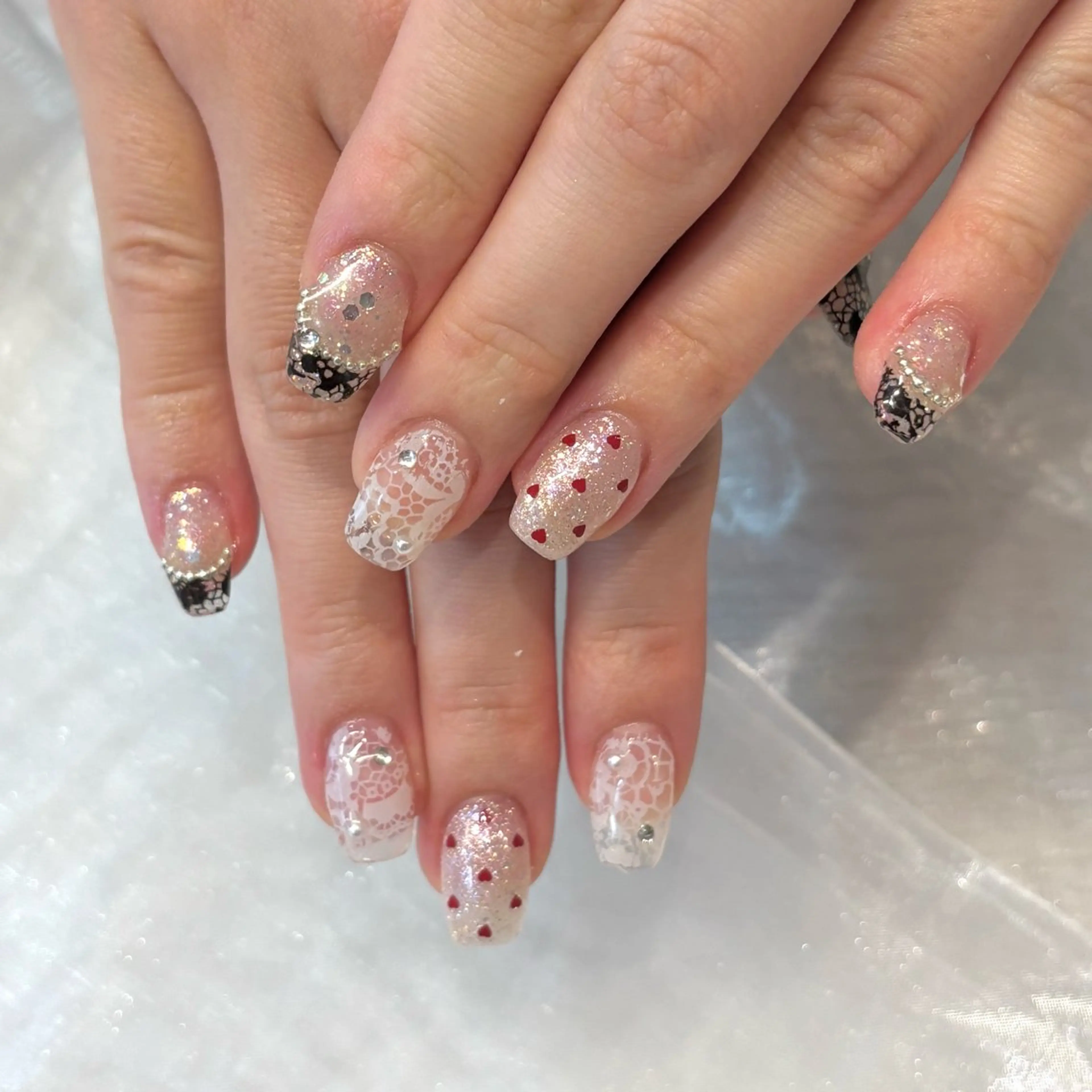 ネイル クリアネイル レース ロングネイル スカルプネイル ハンドネイル Chipie_ ayanoのネイルデザイン
