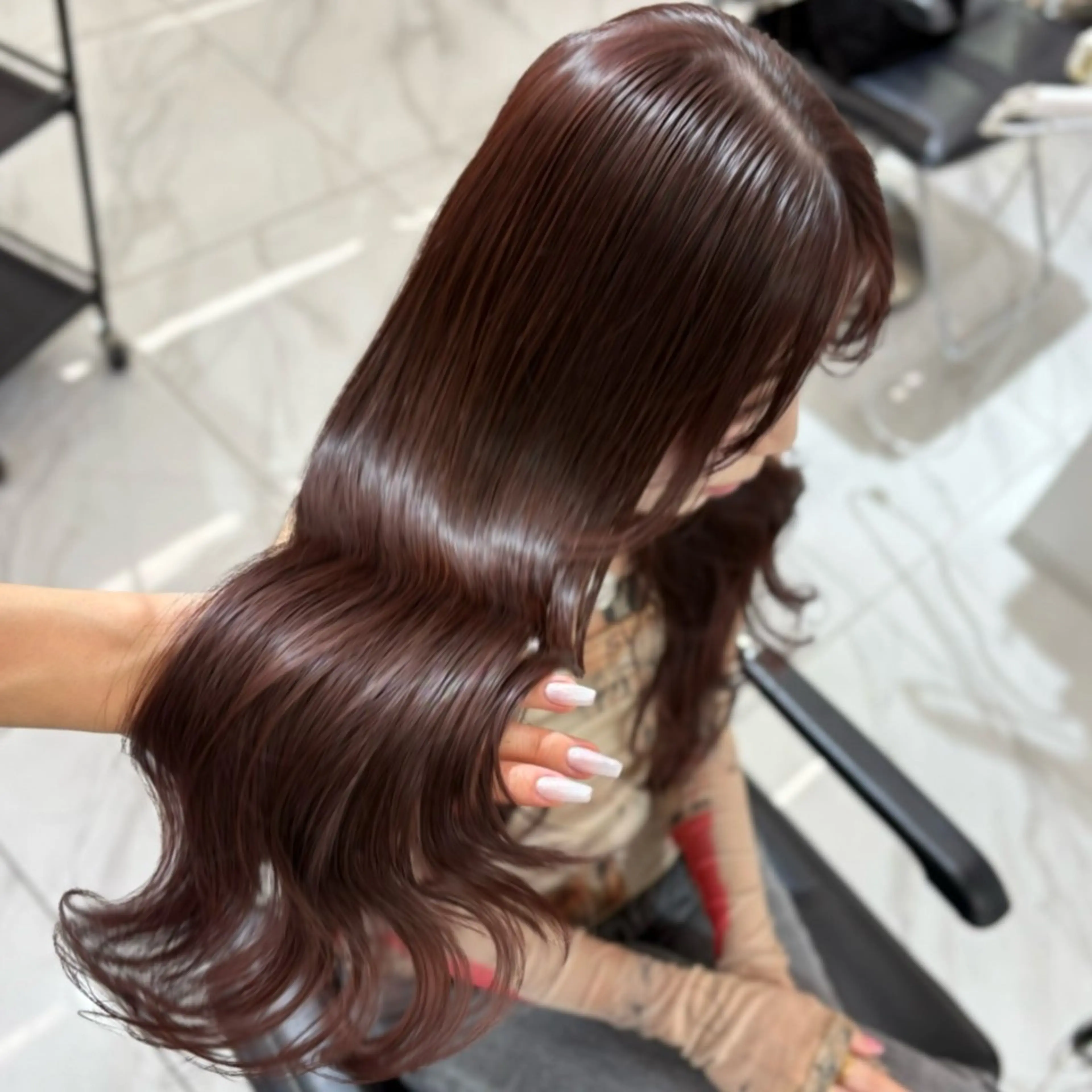 ロング カラー ブリーチ ブリーチなしカラー レッドカラー 髪質改善 トリートメント 上品韓国ヘア🩶艶髪 🩶渋谷/aoiのヘアスタイル