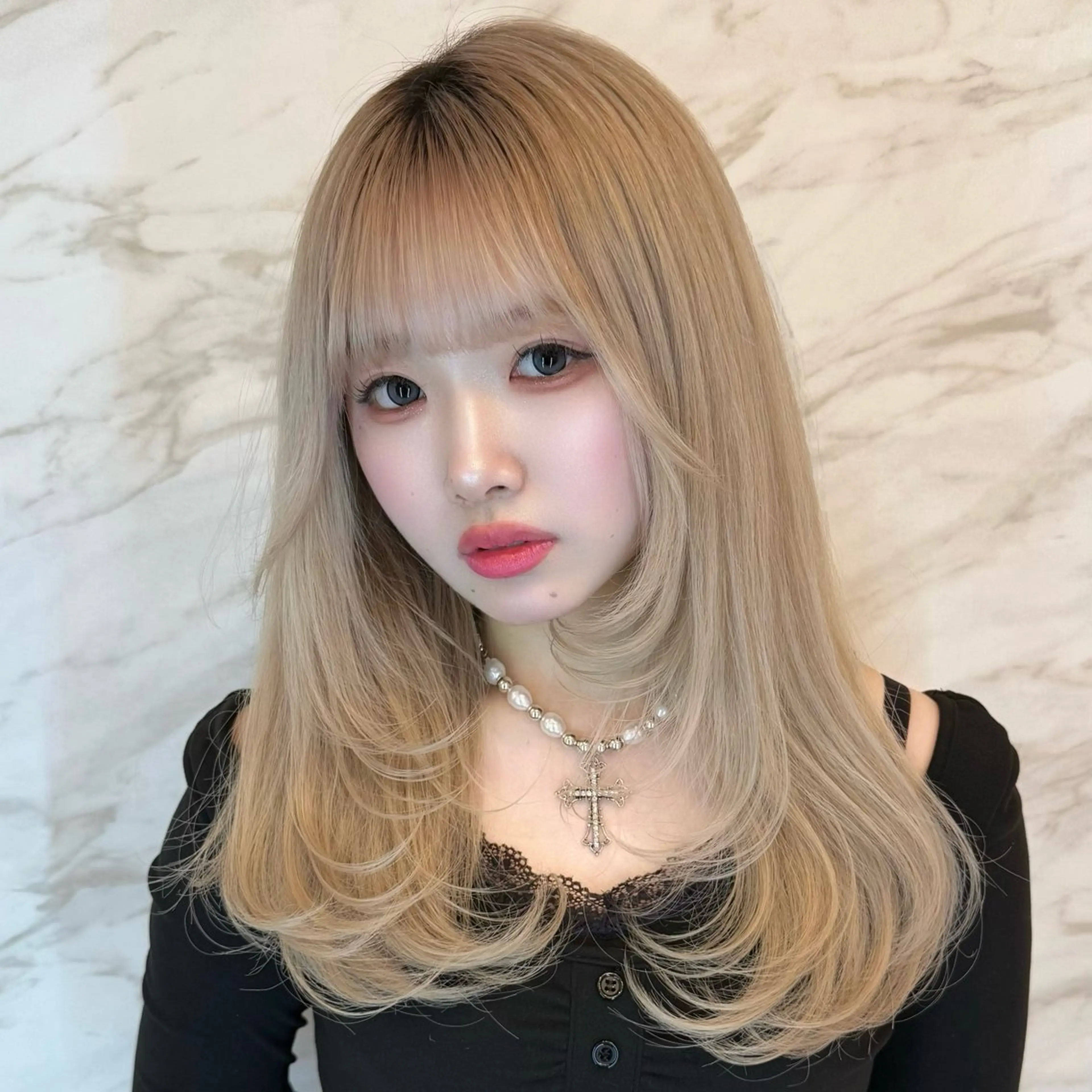 【韓国風ヘアにしたい方はこれ🤍】韓国カット＋集中ケア🤍水トリートメント🤍コテ巻き仕上げ付き🐾の写真