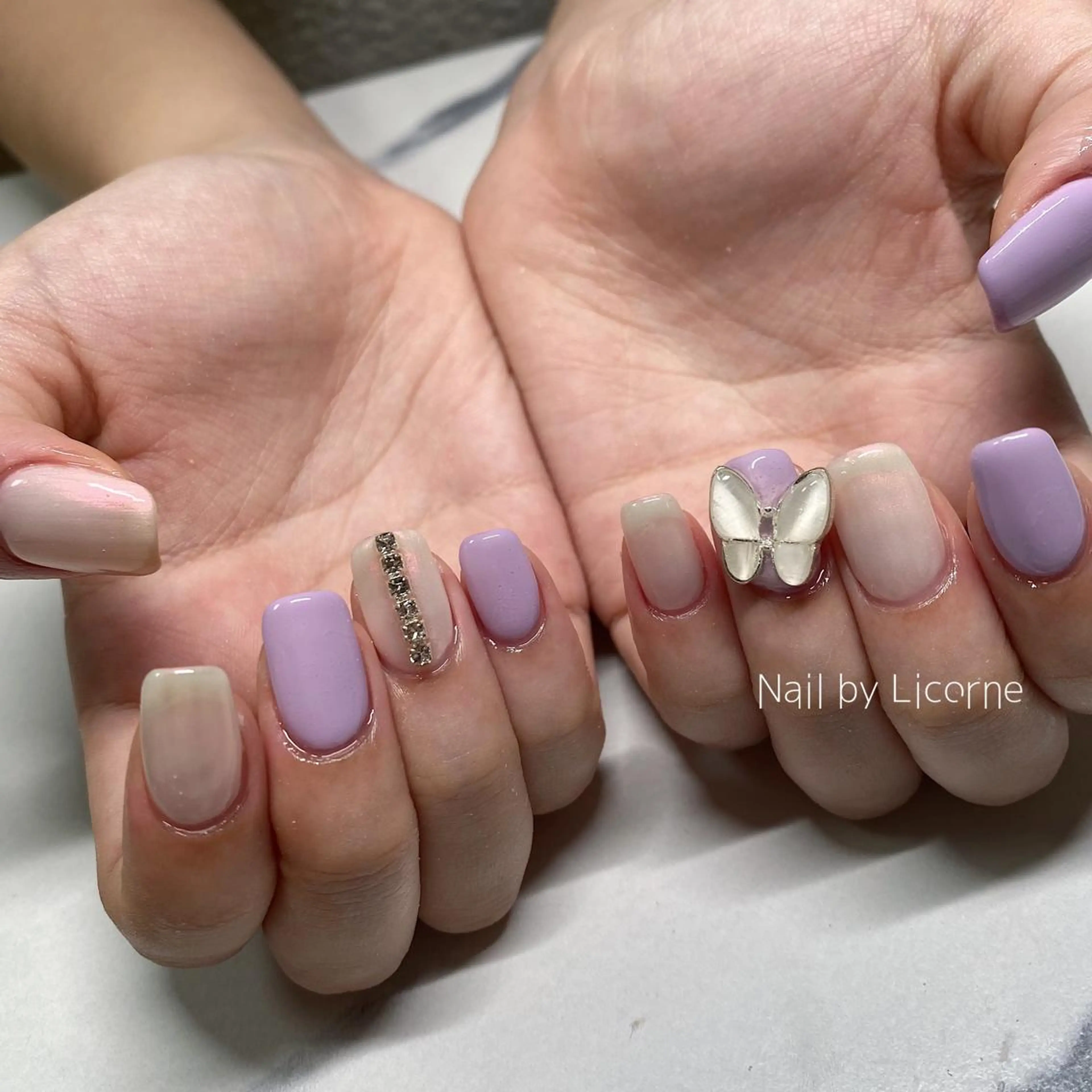 ネイル アートネイル オーロラネイル フレンチネイル 氷ネイル・うるうるネイル マグネットネイル ハンドネイル Nail by Licorneのネイルデザイン