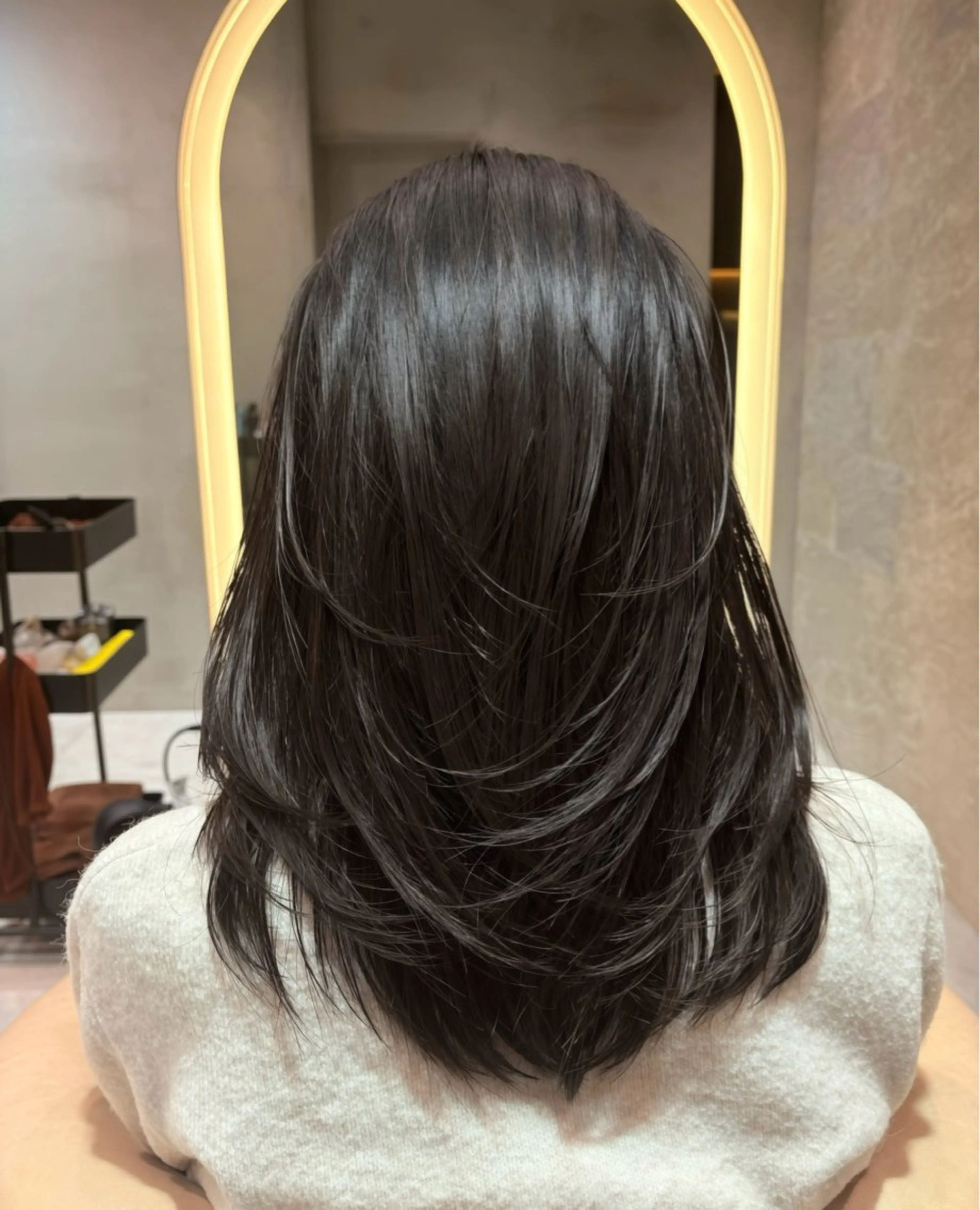 ミディアム カット ヘアカラー トリートメント 髪質改善 ANFINI所属・ボブ・レイヤー 田中 励也のヘアスタイル