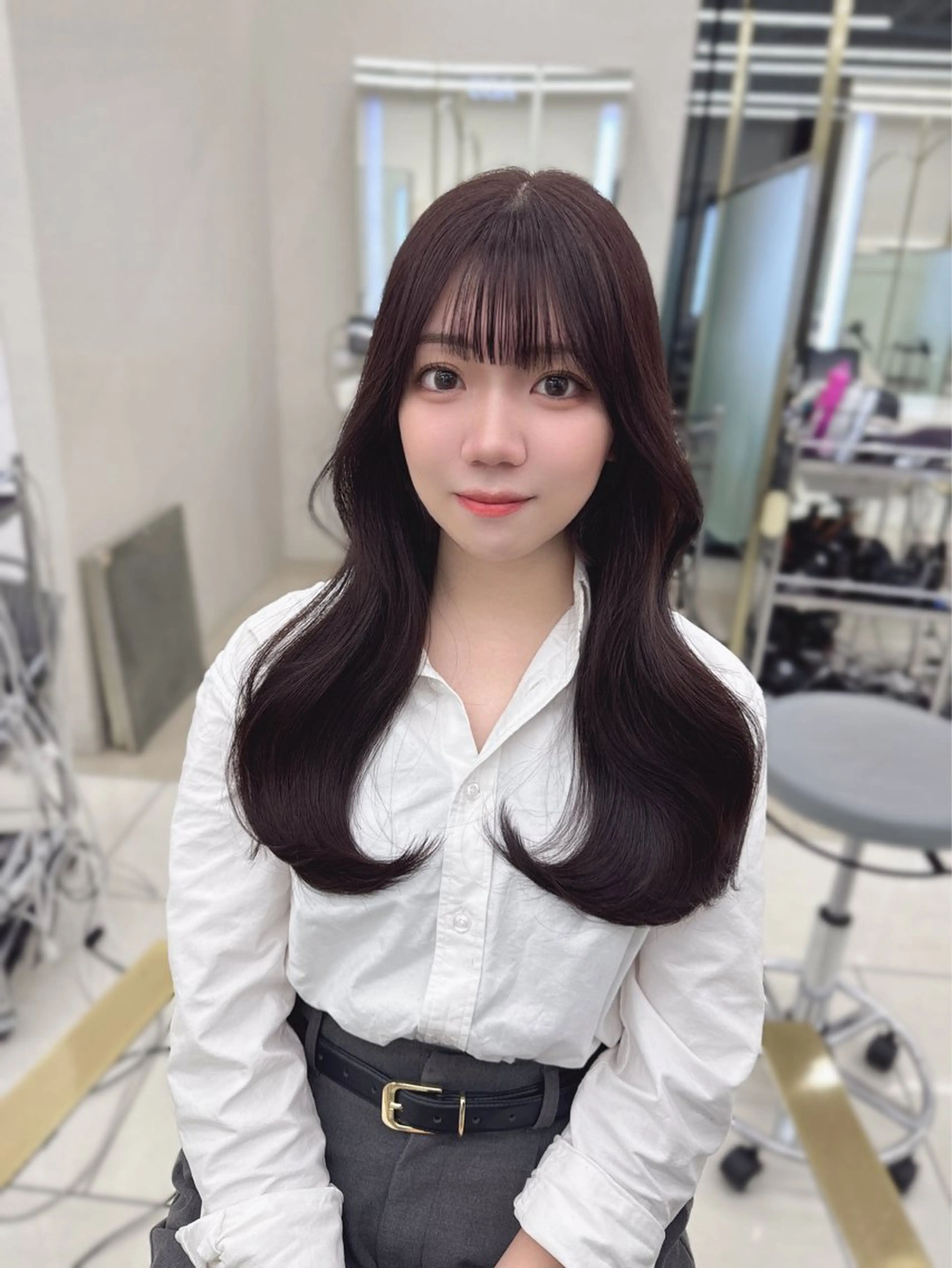 ロング カラー カット ヘアカラー トリートメント COA GINZA 空也/前髪/顔まわりのヘアスタイル