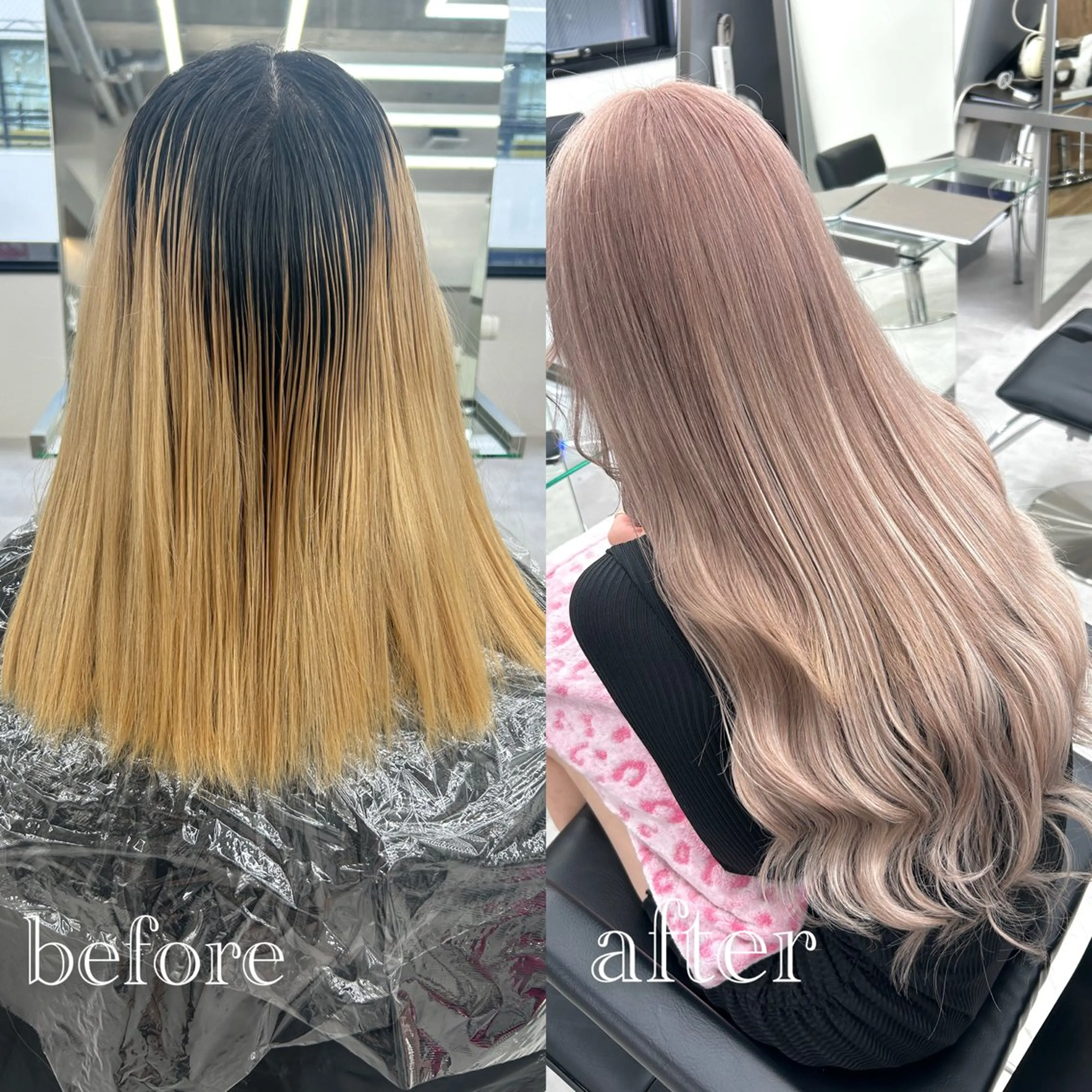 【人気No1✨️ハイトーンエクステ💖】ダブルカラー(ブリーチ込)➕シールエクステ(52ｾﾝﾁ)80本付け放題の写真