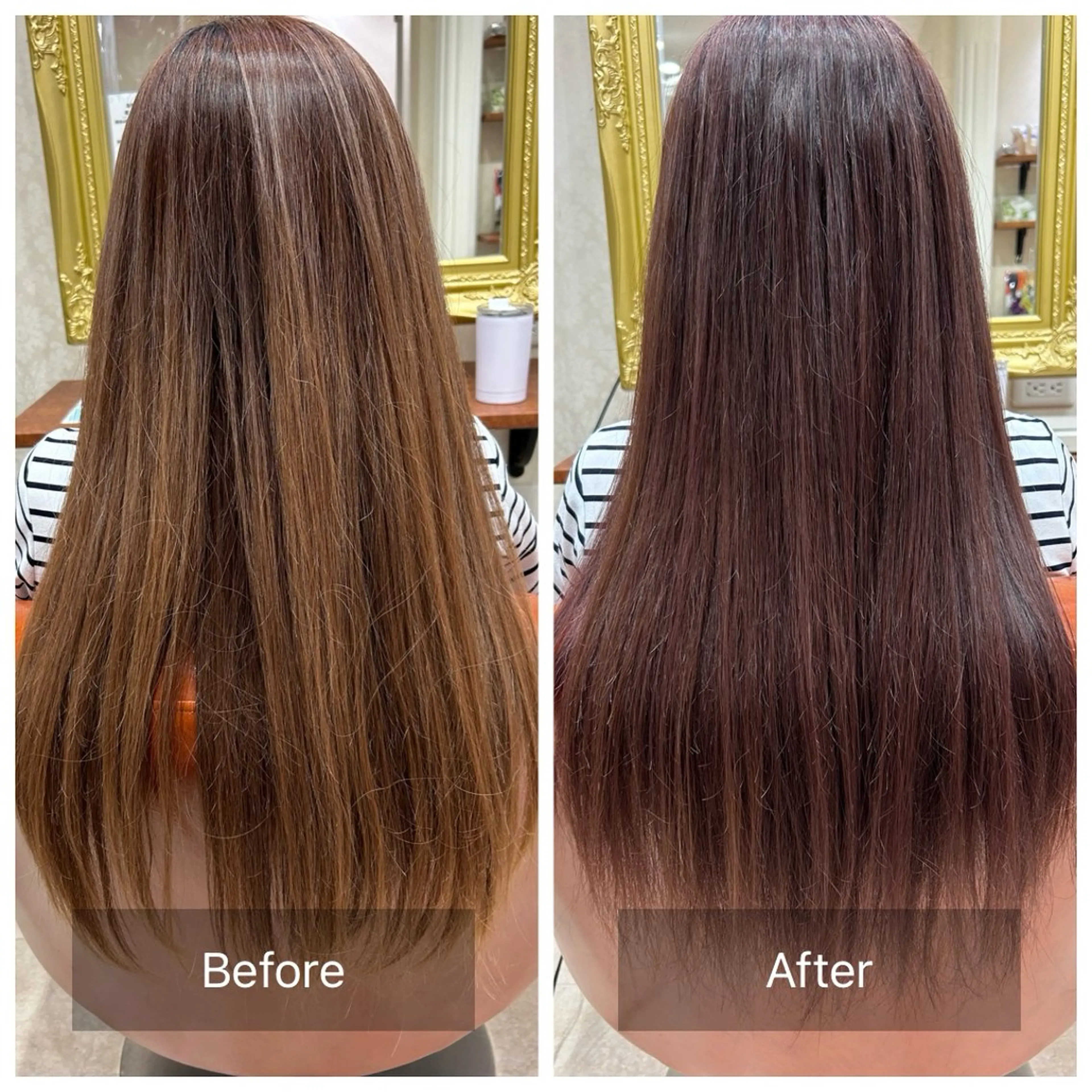 ロング カラー ブラウンカラー ピンクカラー ピンクブラウン 白幡 彩香のヘアスタイル