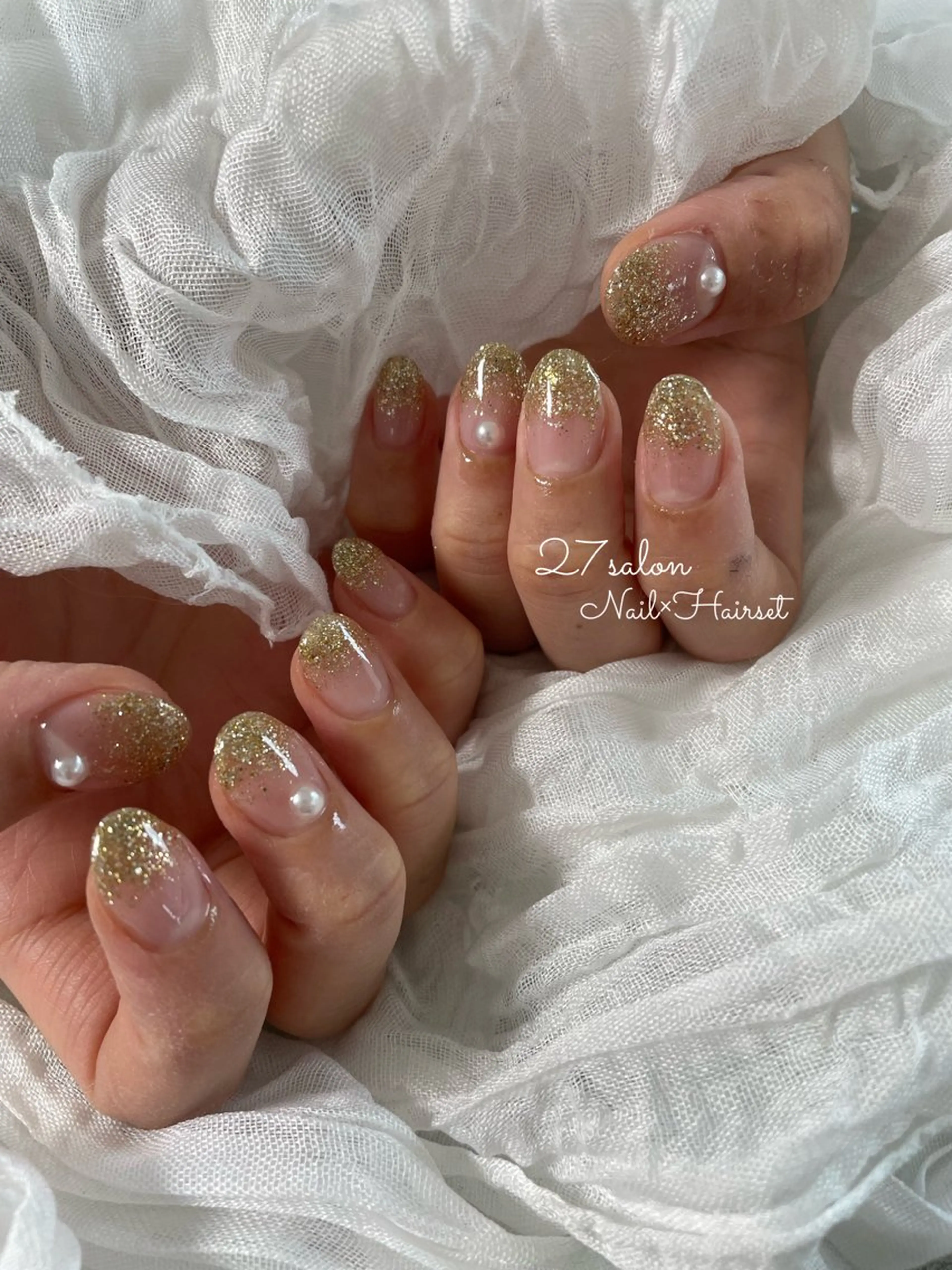 ネイル グラデーション ラメ(グリッター) ラメグラデーション 27salon yuinaのネイルデザイン