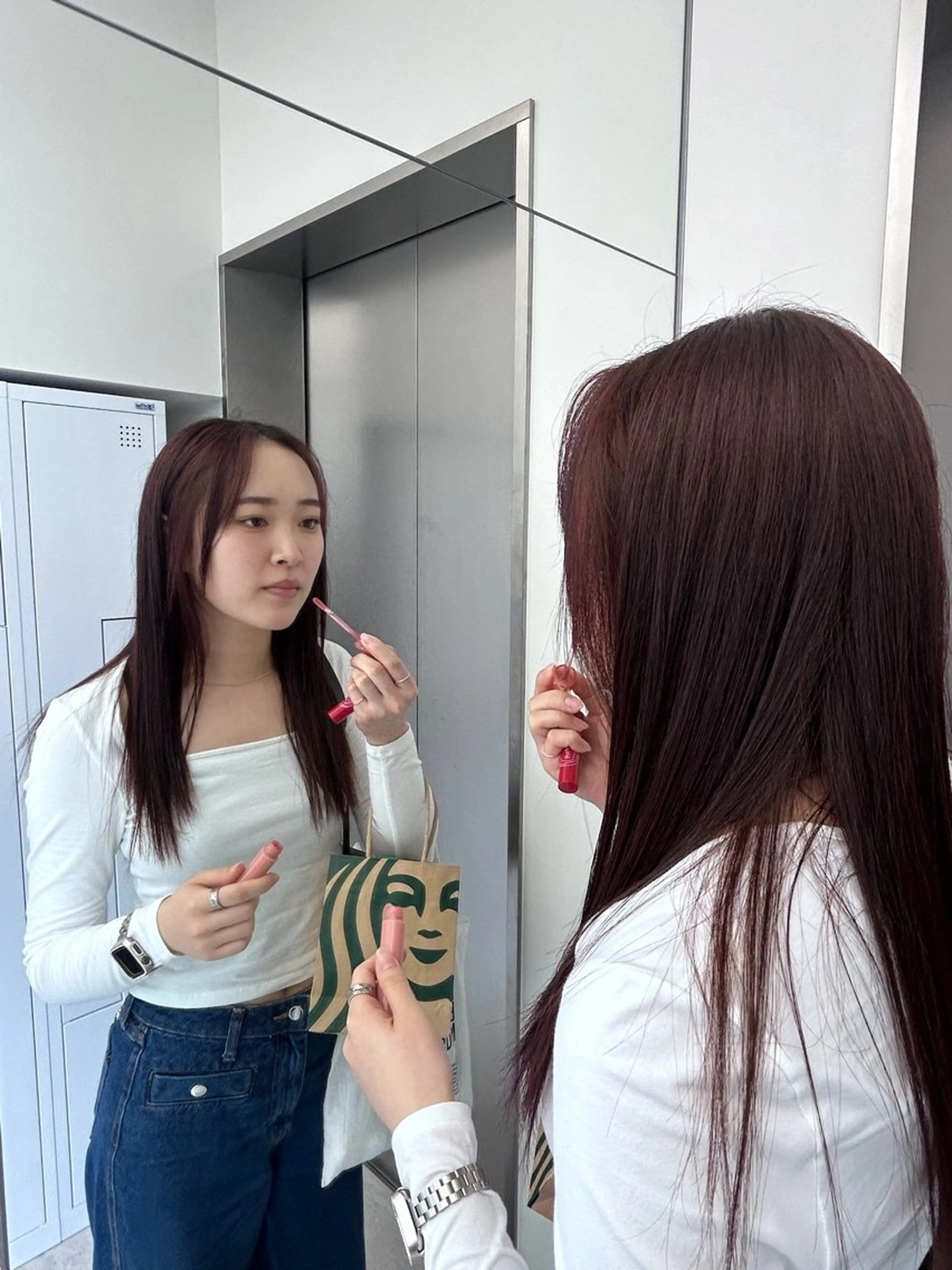 ロング カラー レッドカラー 韓国風ヘア ヘアカラー AISA viewNAGOYAのヘアスタイル