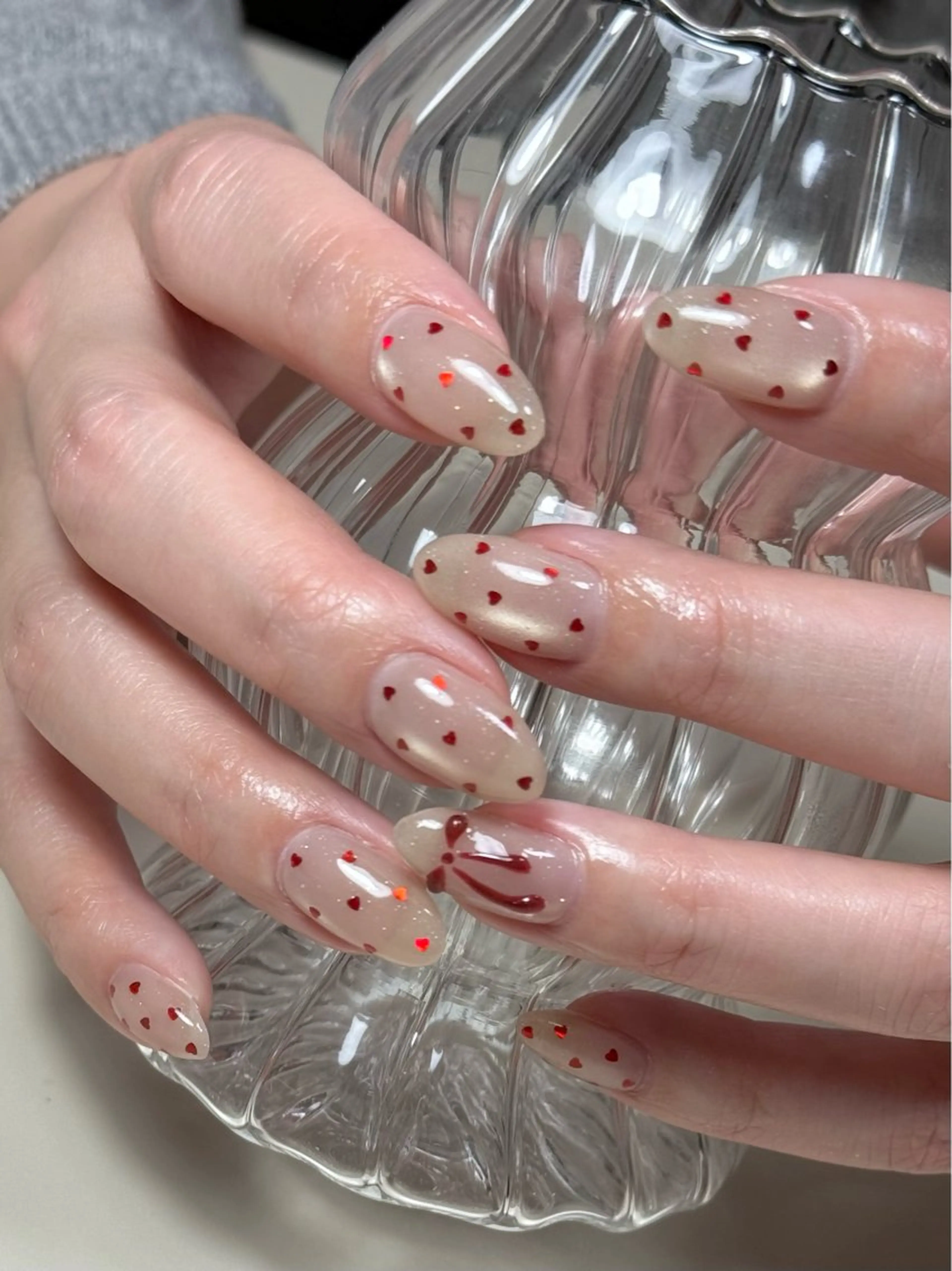 ネイル ハート マグネットネイル ハンドネイル mana ☾のネイルデザイン