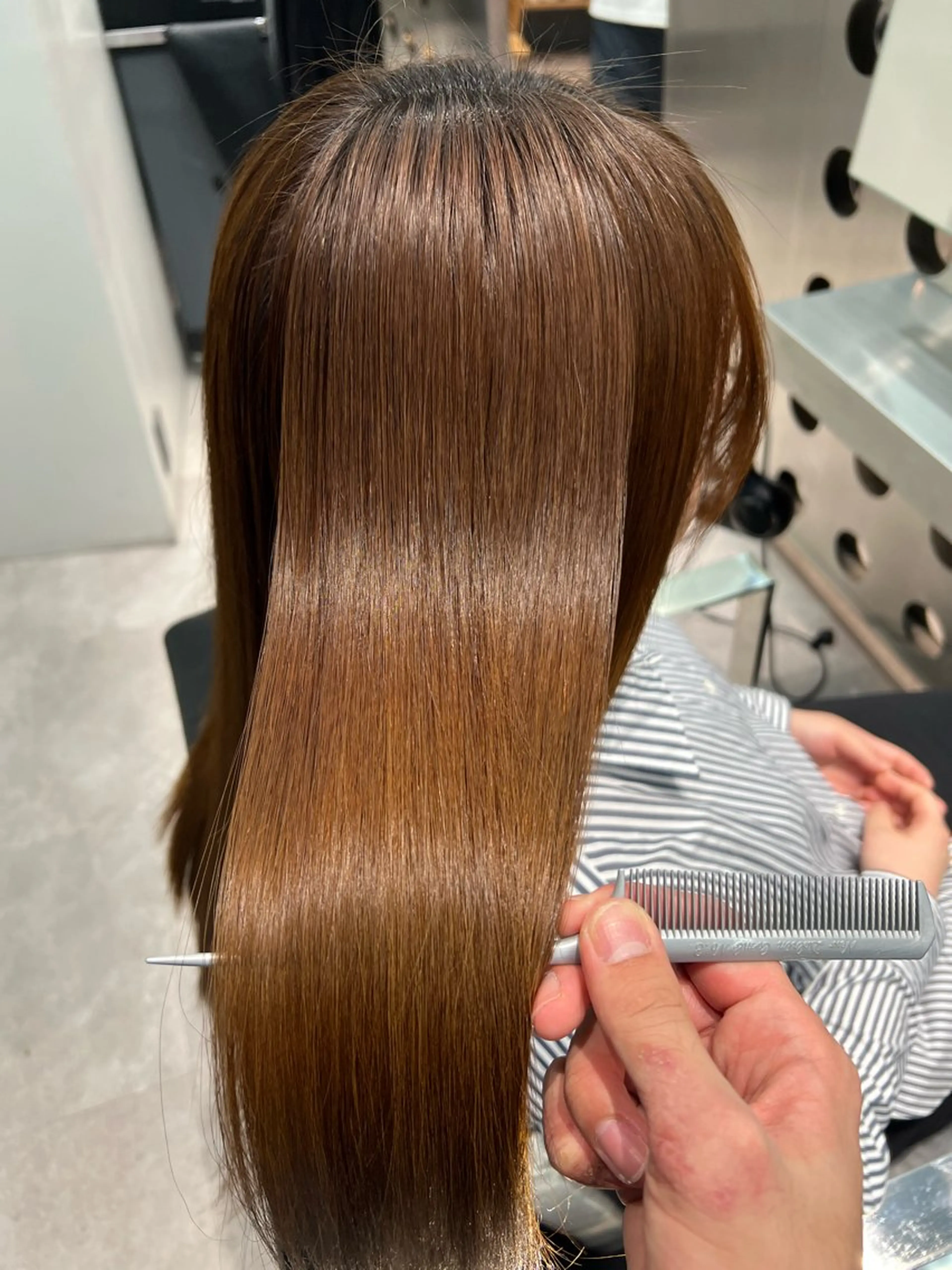 セミロング パーマ 酸性ストレート ストレートパーマ 縮毛矯正 堀江 /木下椋麻のヘアスタイル