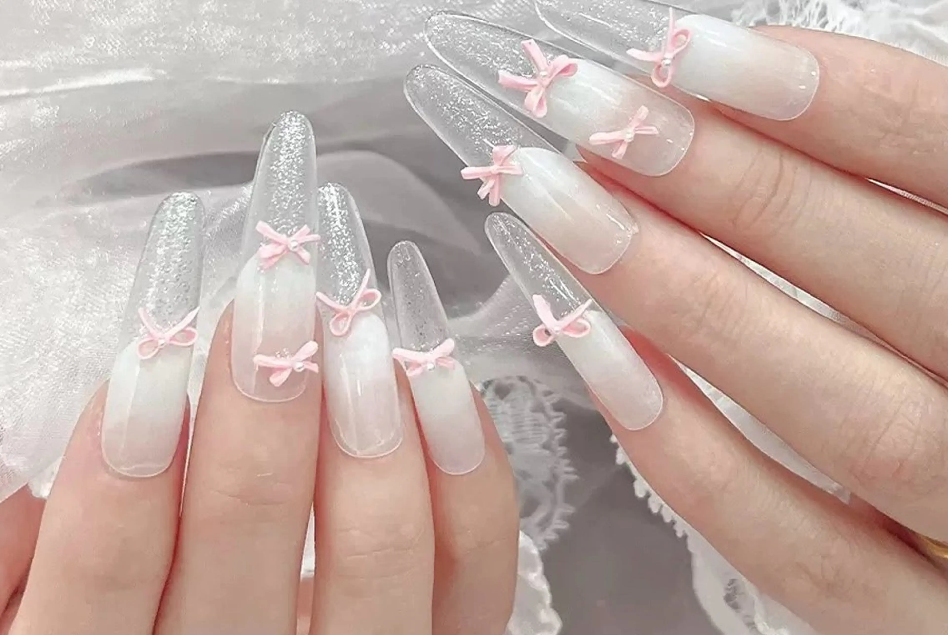 ネイル チークネイル 長さ出し フレンチネイル ガーリー 韓国ネイル sun nail池袋 モデル募集のネイルデザイン