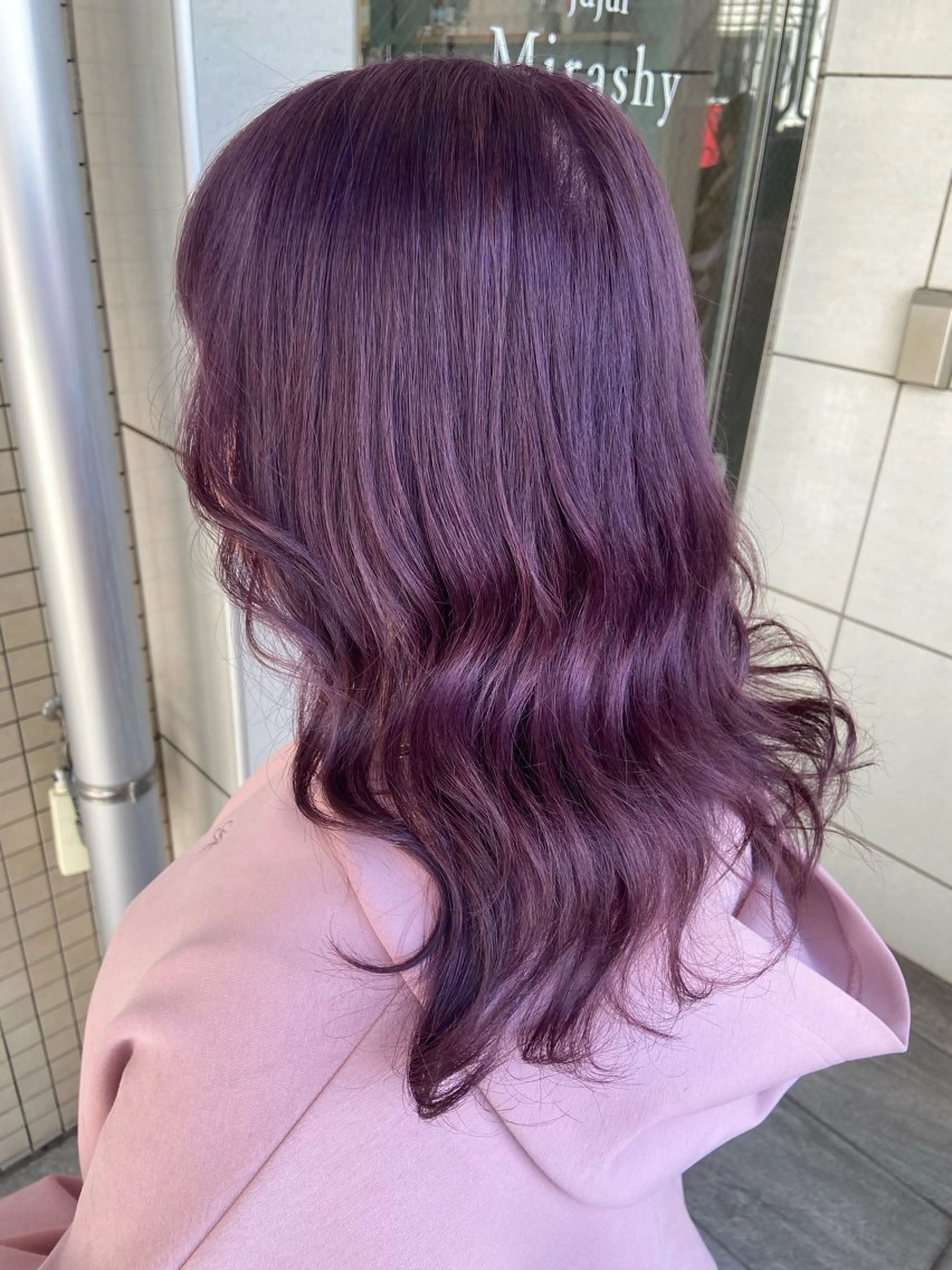 ミディアム カラー ピンクカラー ピンクパープル パープルカラー ヘアカラー トリートメント 🧸プルエクステ❤︎ ネイルKAO🧸のヘアスタイル