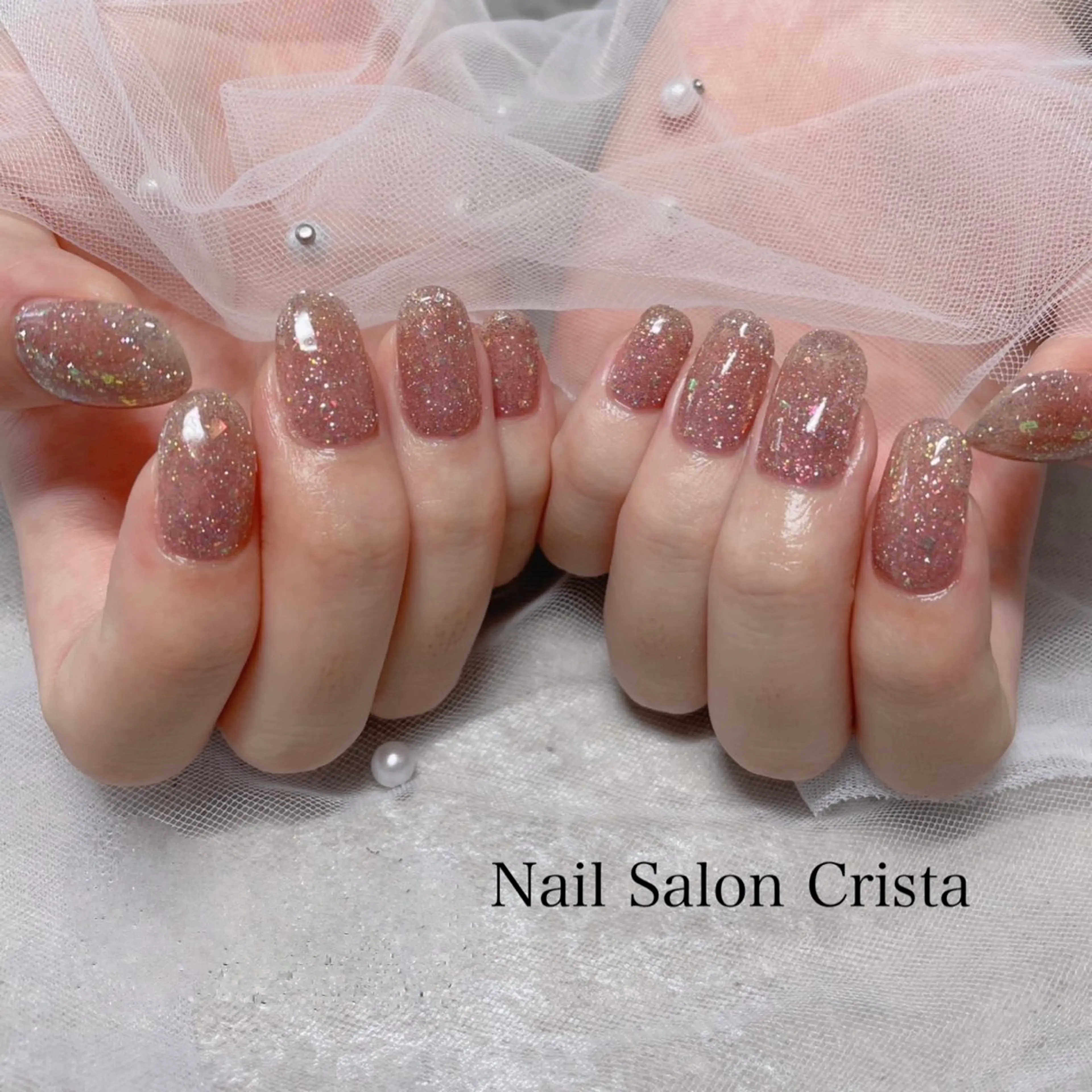 ネイル ジェルネイル ラメ(グリッター) パラジェル ピンク ハンドネイル CRISTA所属・CRISTA MOMOのネイルデザイン