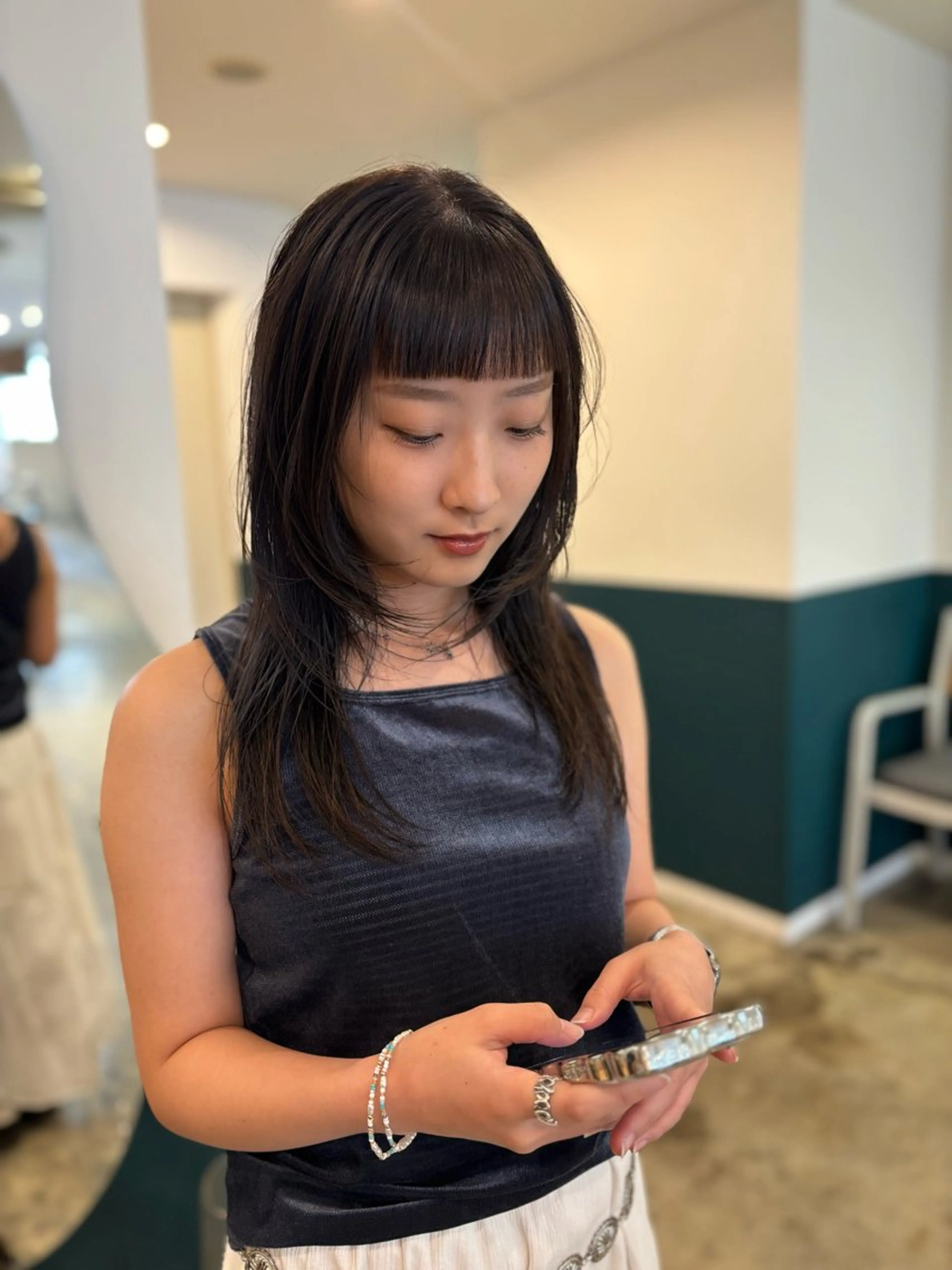 ロング レイヤーカット カット ヘアカラー ☁️RIKA☁️ @ri2_____bのヘアスタイル