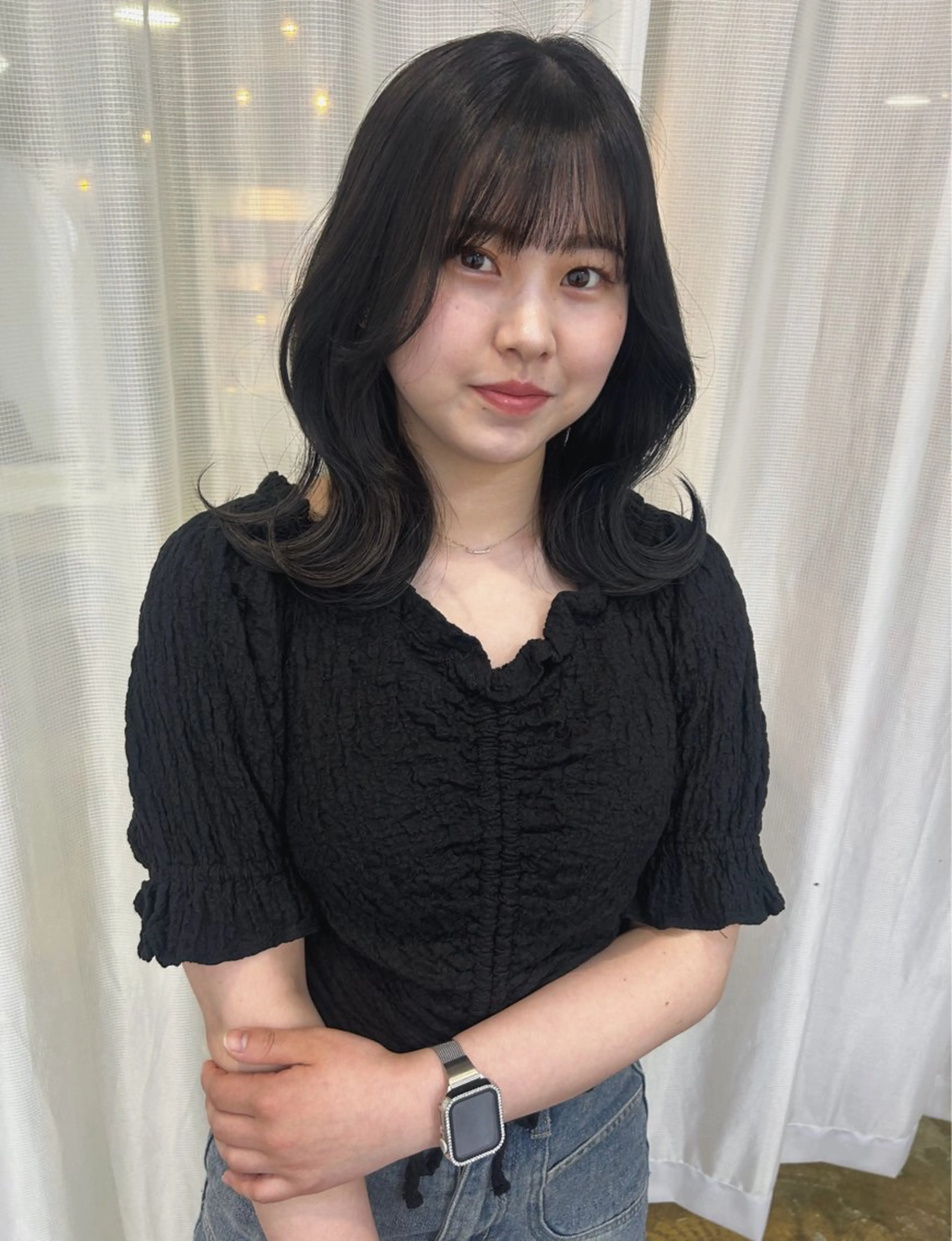 セミロング カラー 黒髪 ダブルカラー ヘアカラー 【 pia 】 とものヘアスタイル