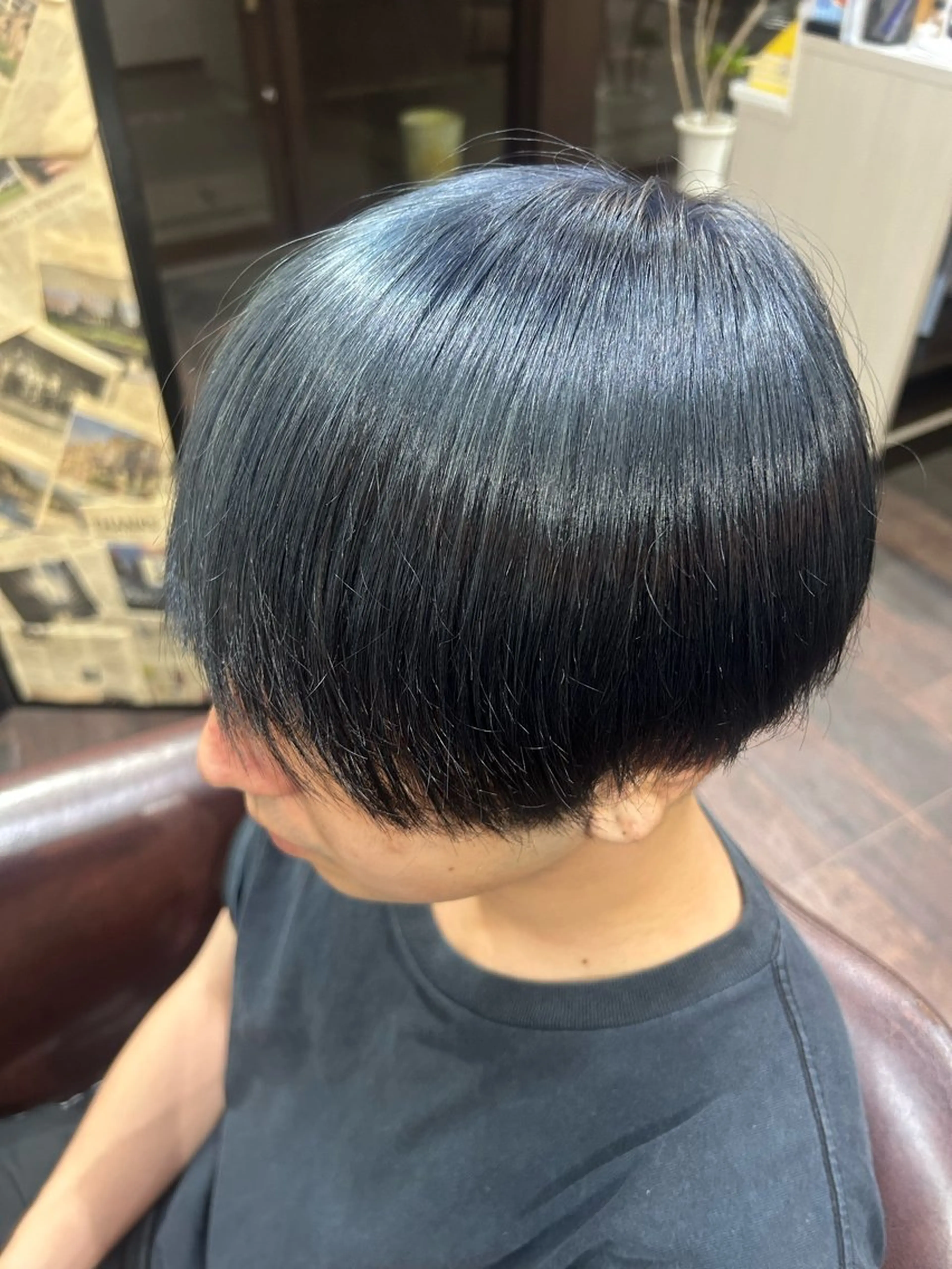 カラー 黒髪 ブリーチ ブルーカラー ブルーブラック 透明感カラー ルートプラス所属・‪✂︎‬TAIKI‪ パーマ/ハイライトのヘアスタイル