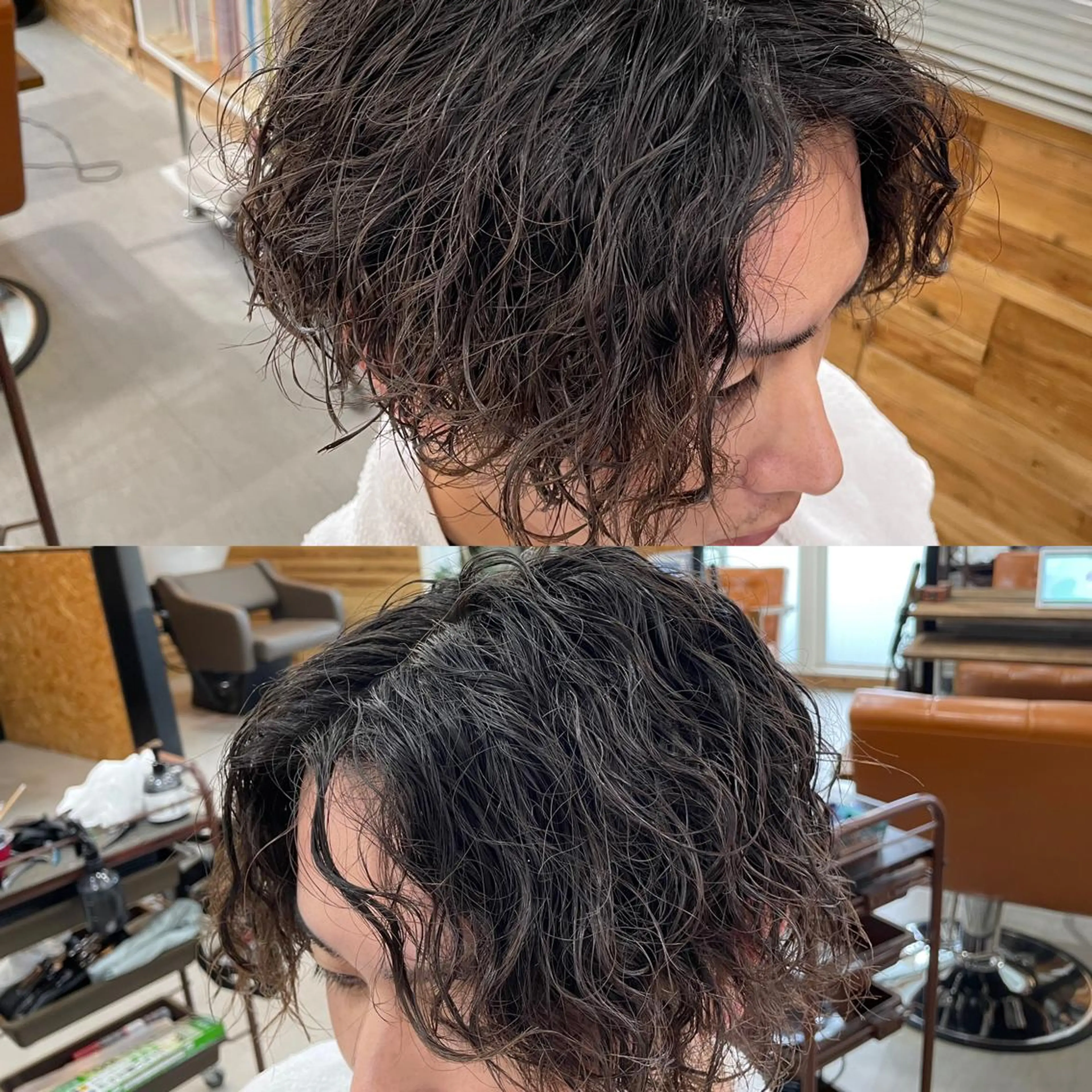 メンズ センターパート メンズパーマ カット パーマ かんばら りょーいのヘアスタイル