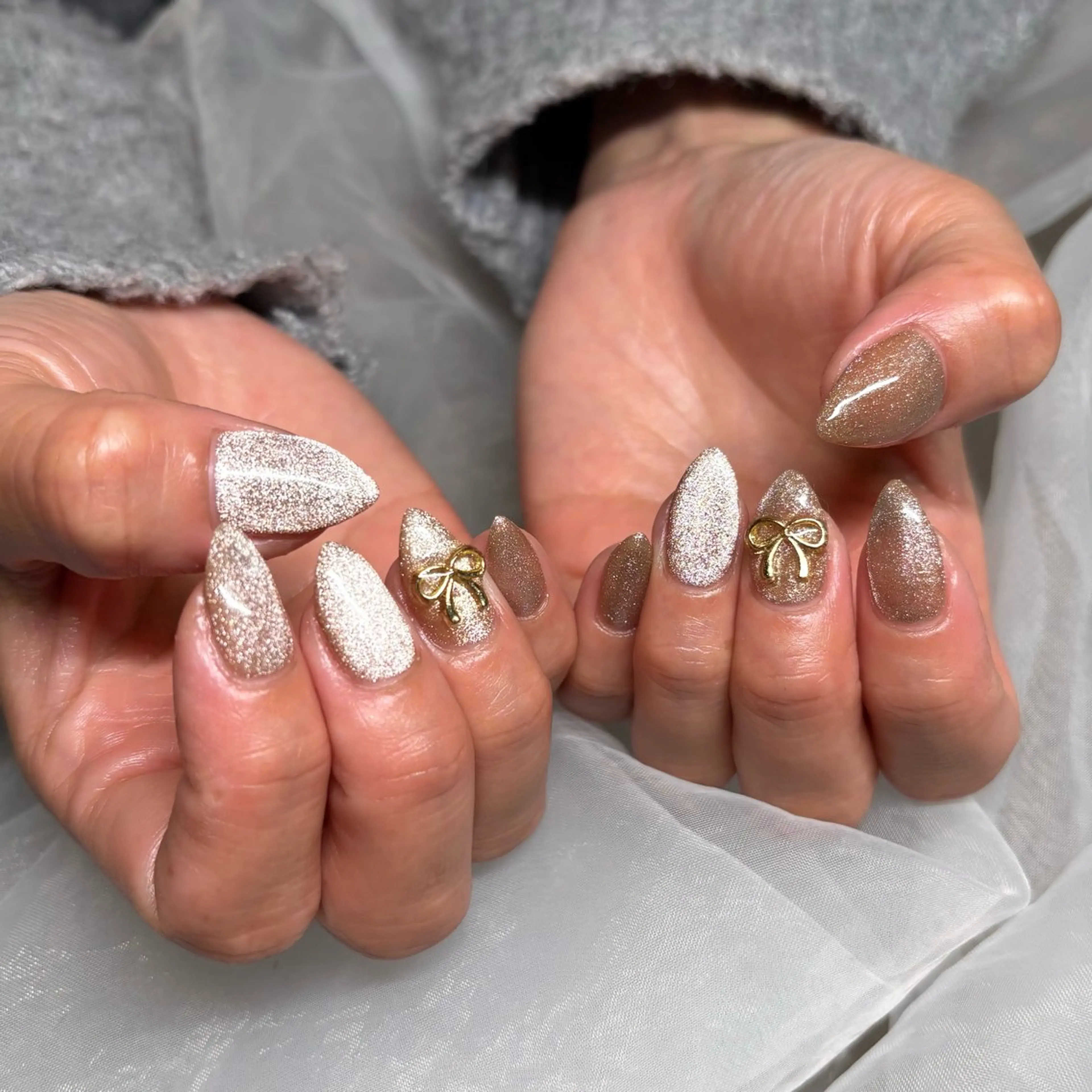 ネイル リボン ハンドネイル 宇賀神 salon de 4Hのネイルデザイン