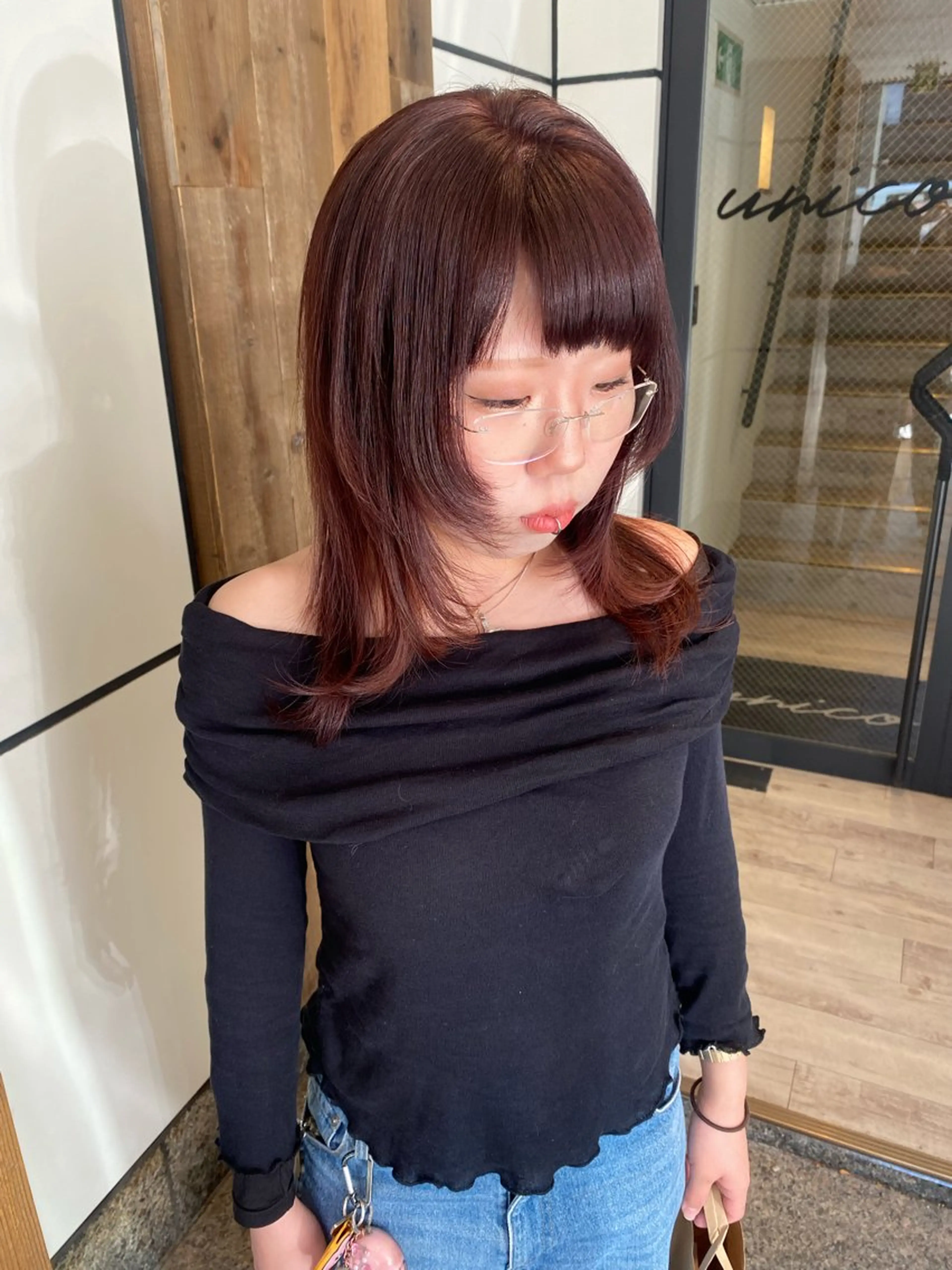 ミディアム カラー ベージュカラー ピンクカラー ピンクベージュ カット ヘアカラー トリートメント 🍑 モモカ🍑のヘアスタイル