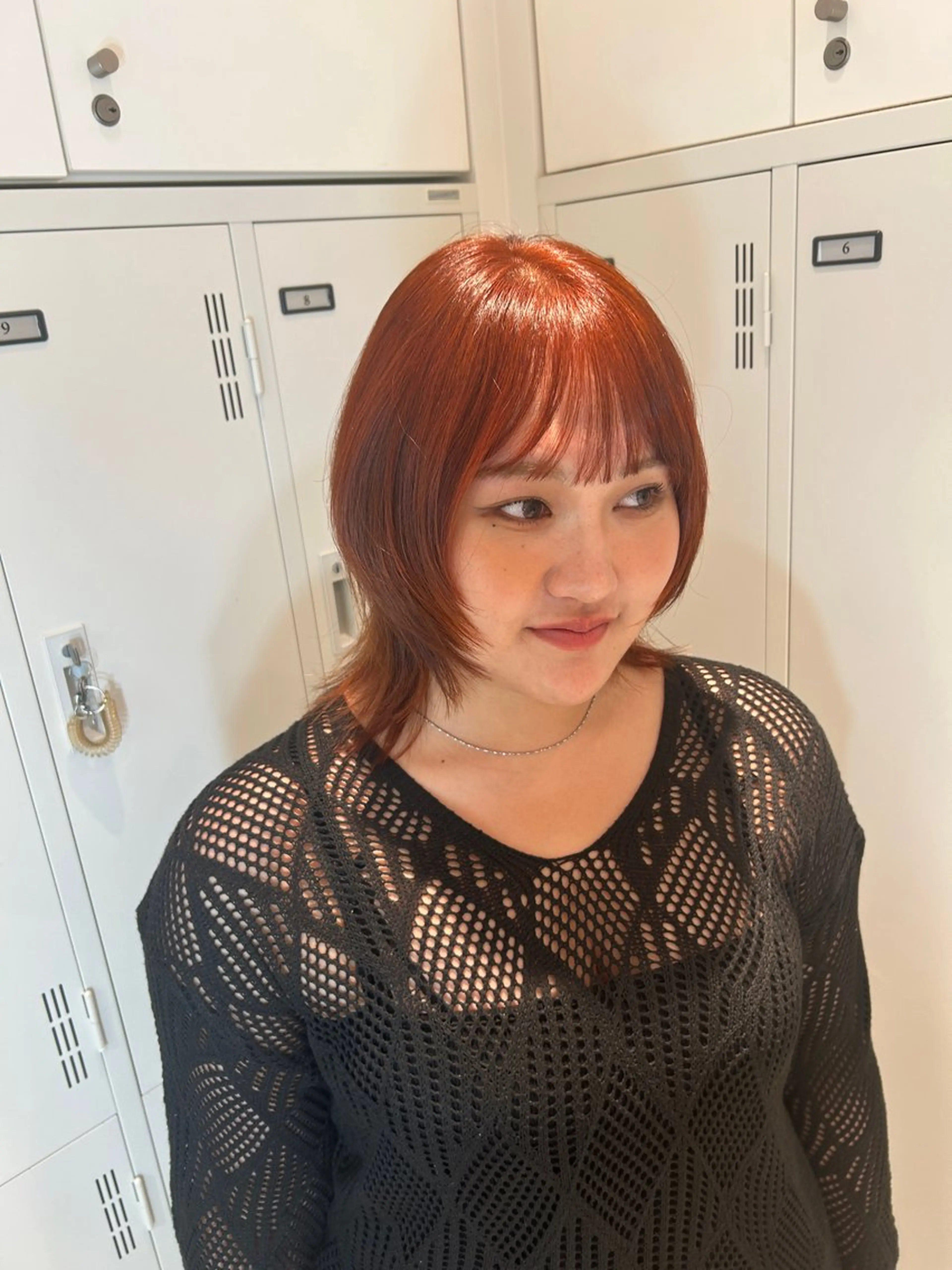 セミロング カラー ブリーチ ダブルカラー ブリーチなしカラー オレンジ ヘアカラー トリートメント ダブルカラー /透明感カラーRioのヘアスタイル